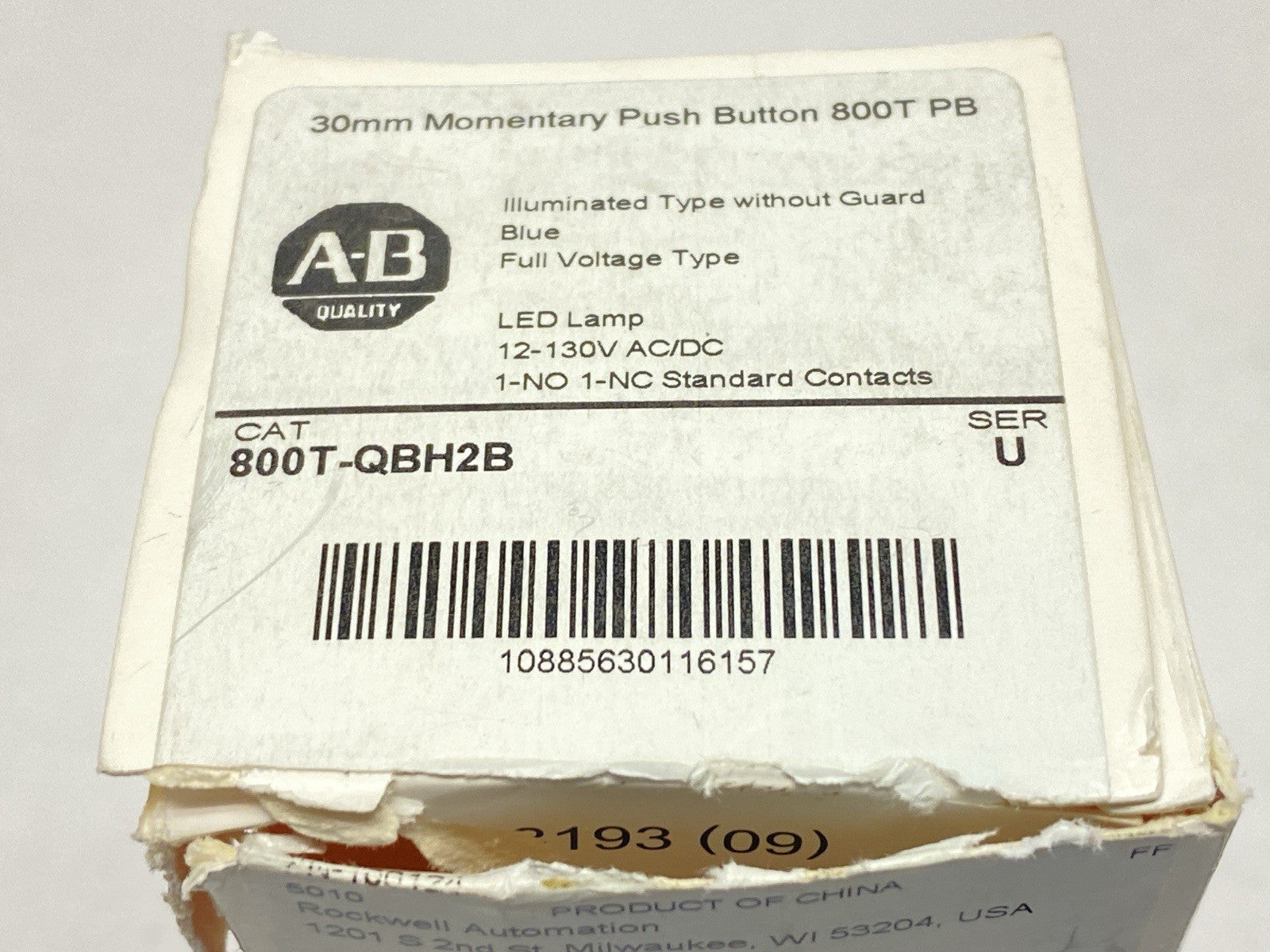 800T-QBH2B | Allen Bradley Ser U 30mm Momentary Push Button 800T PB Blue 12-130V - New – Open box - Maverick Industrial Sales