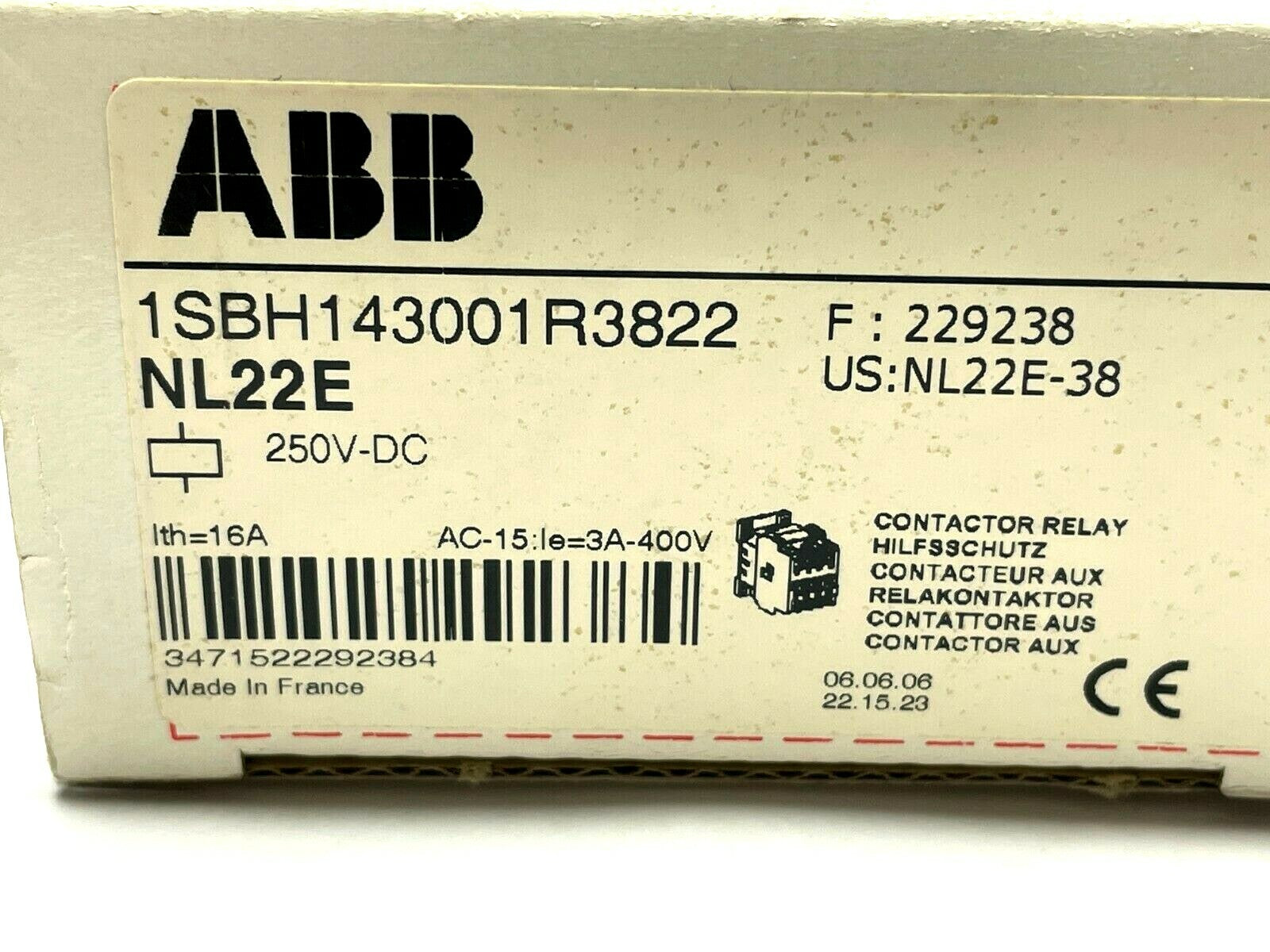 ABB NLE22E-38 Contactor Relay 1SBH143001R3822 - Maverick Industrial Sales