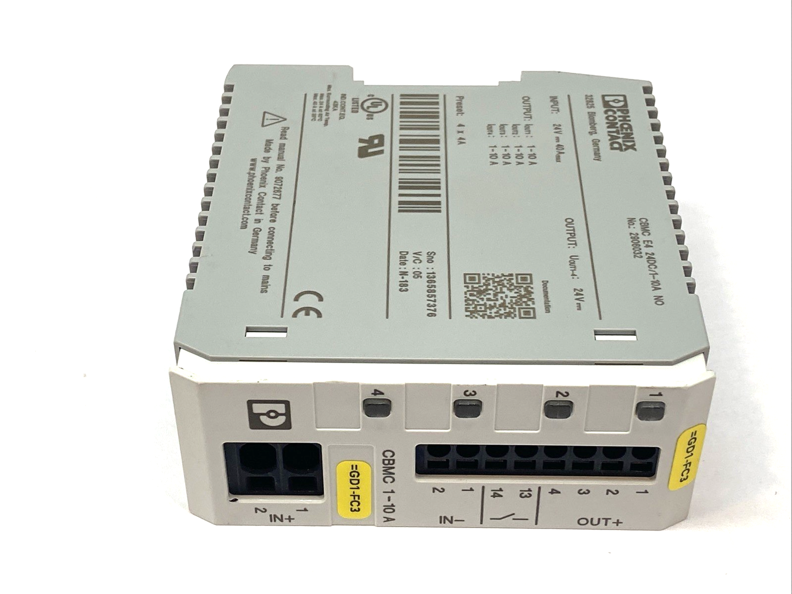 Phoenix Contact CBMC E4 24DC/1-10A NO Electronic Circuit Breaker 2906032 - Maverick Industrial Sales