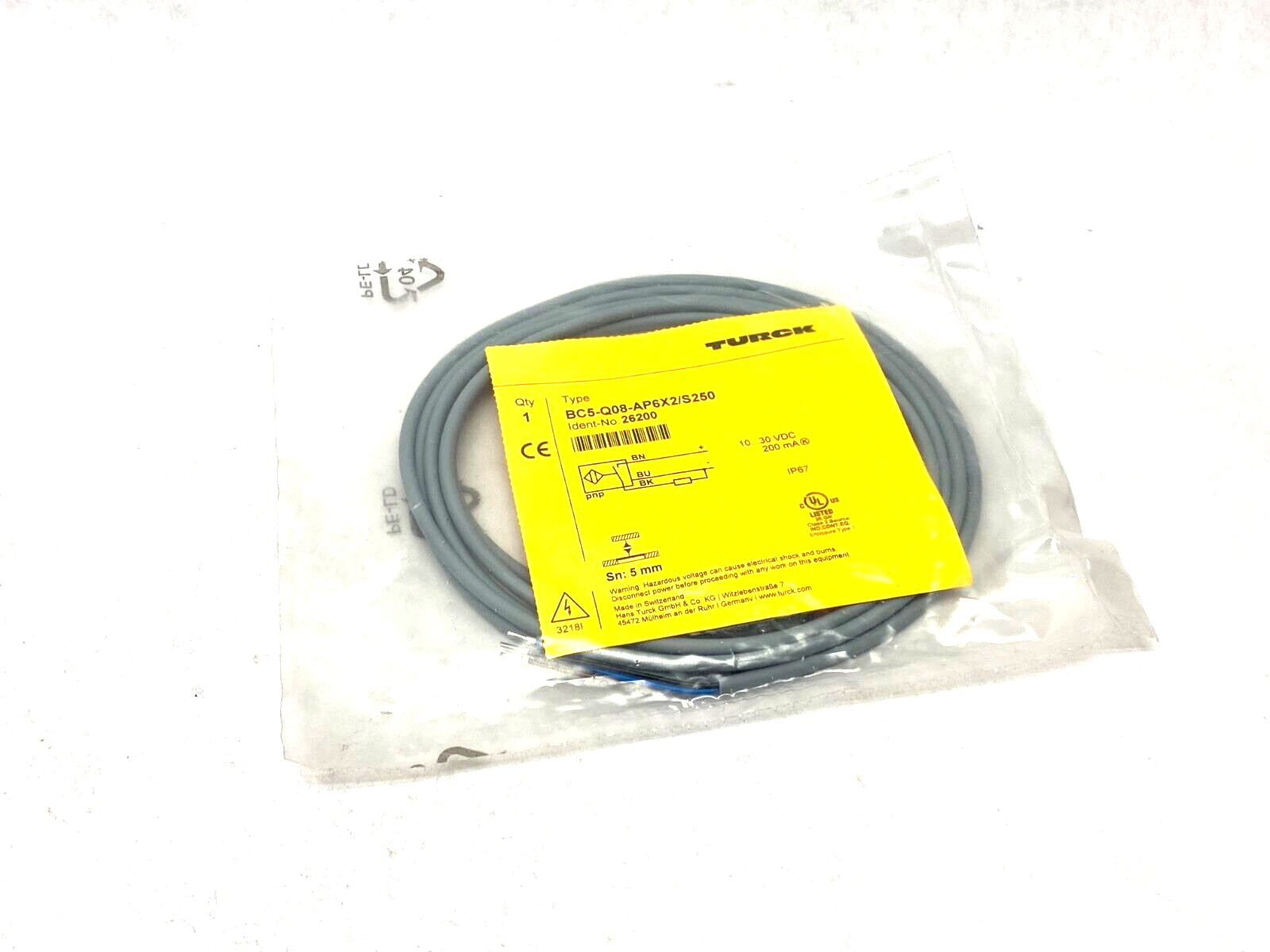 Turck BC5-Q08-AP6X2/S250 Rectangular Capacitive Sensor 5mm Sn 10-30VDC 26200 - Maverick Industrial Sales