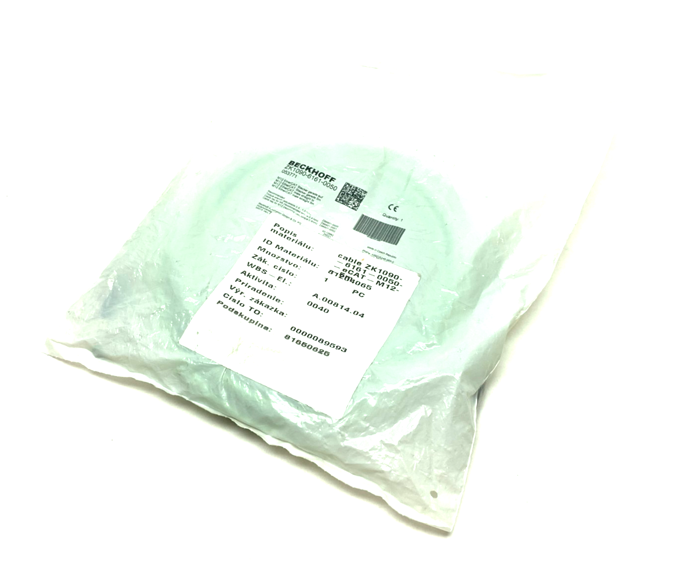 Beckhoff ZK1090-6161-0050 Double Ended EtherCAT Cable M12 M to M 4-Pin 053371 - Maverick Industrial Sales