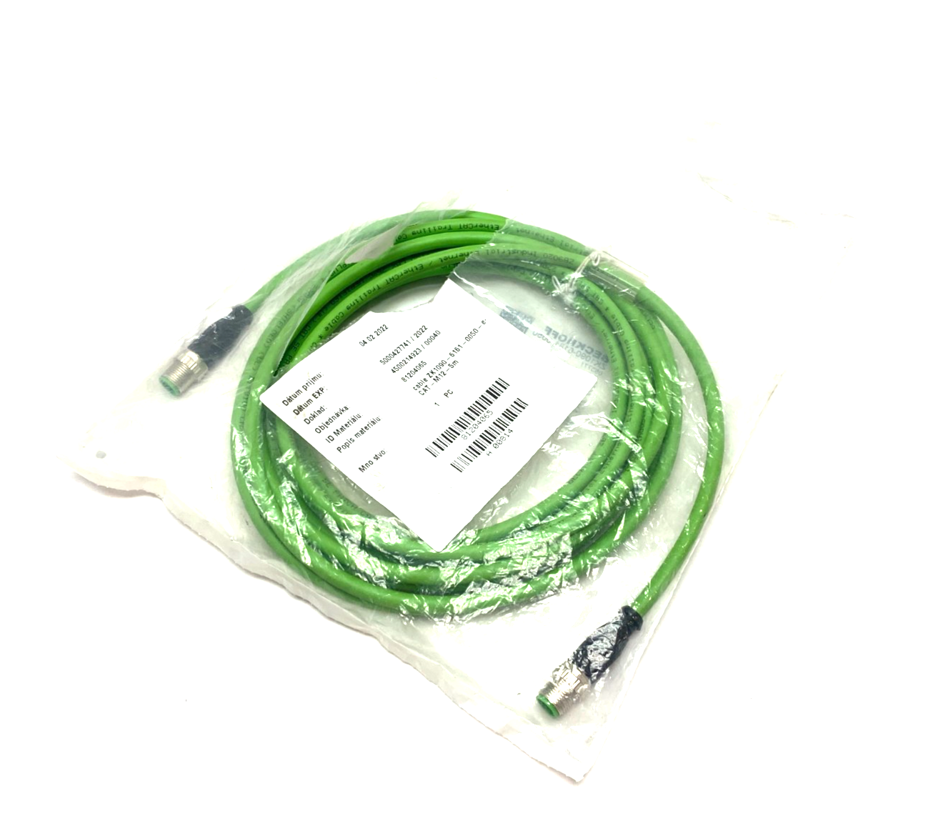 Beckhoff ZK1090-6161-0050 Double Ended EtherCAT Cable M12 M to M 4-Pin 053371 - Maverick Industrial Sales