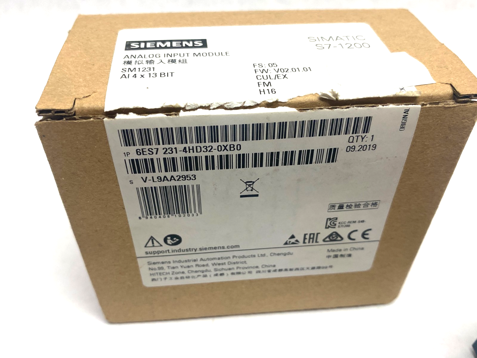 Siemens 6ES7 231-4HD32-0XB0 SIMATIC S7-1200 Analog Input Module, SM1231 4x13 Bit - Maverick Industrial Sales