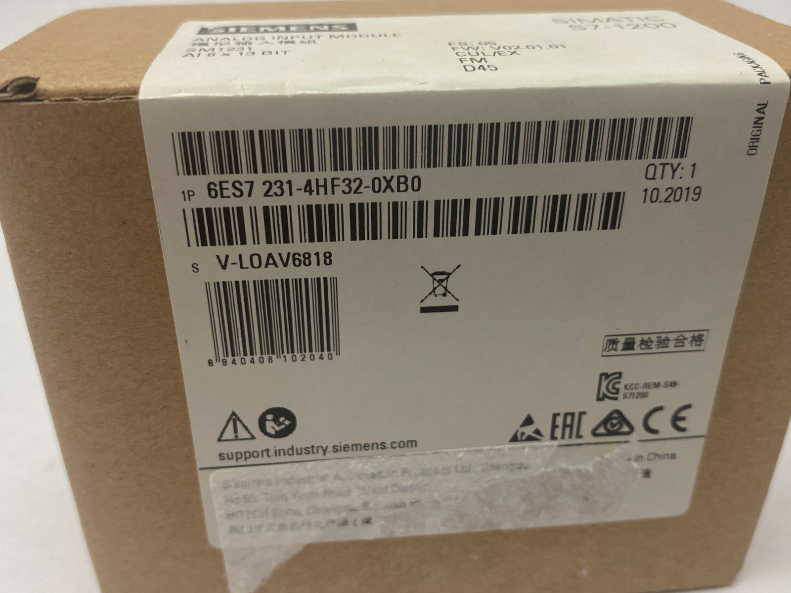 Siemens 6ES7 231-4HF32-0XB0 SIMATIC S7-1200 Analog Input Module SM1231 8x13 Bit - Maverick Industrial Sales