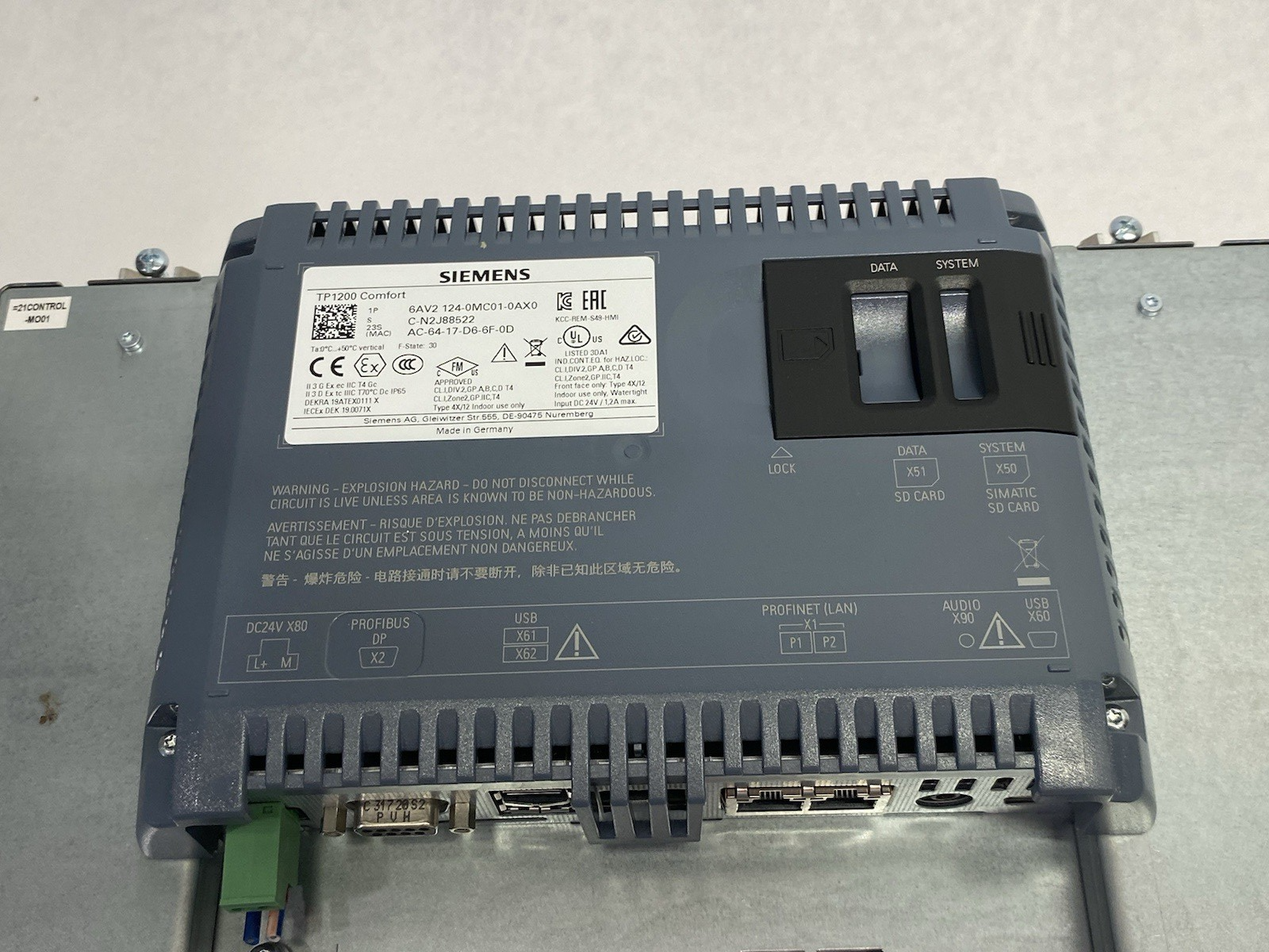 6AV2124-0MC01-0AX0 | Siemens SIMATIC HMI TP1200 Comfort Panel, Touch Op. 12" TFT - Used - Maverick Industrial Sales