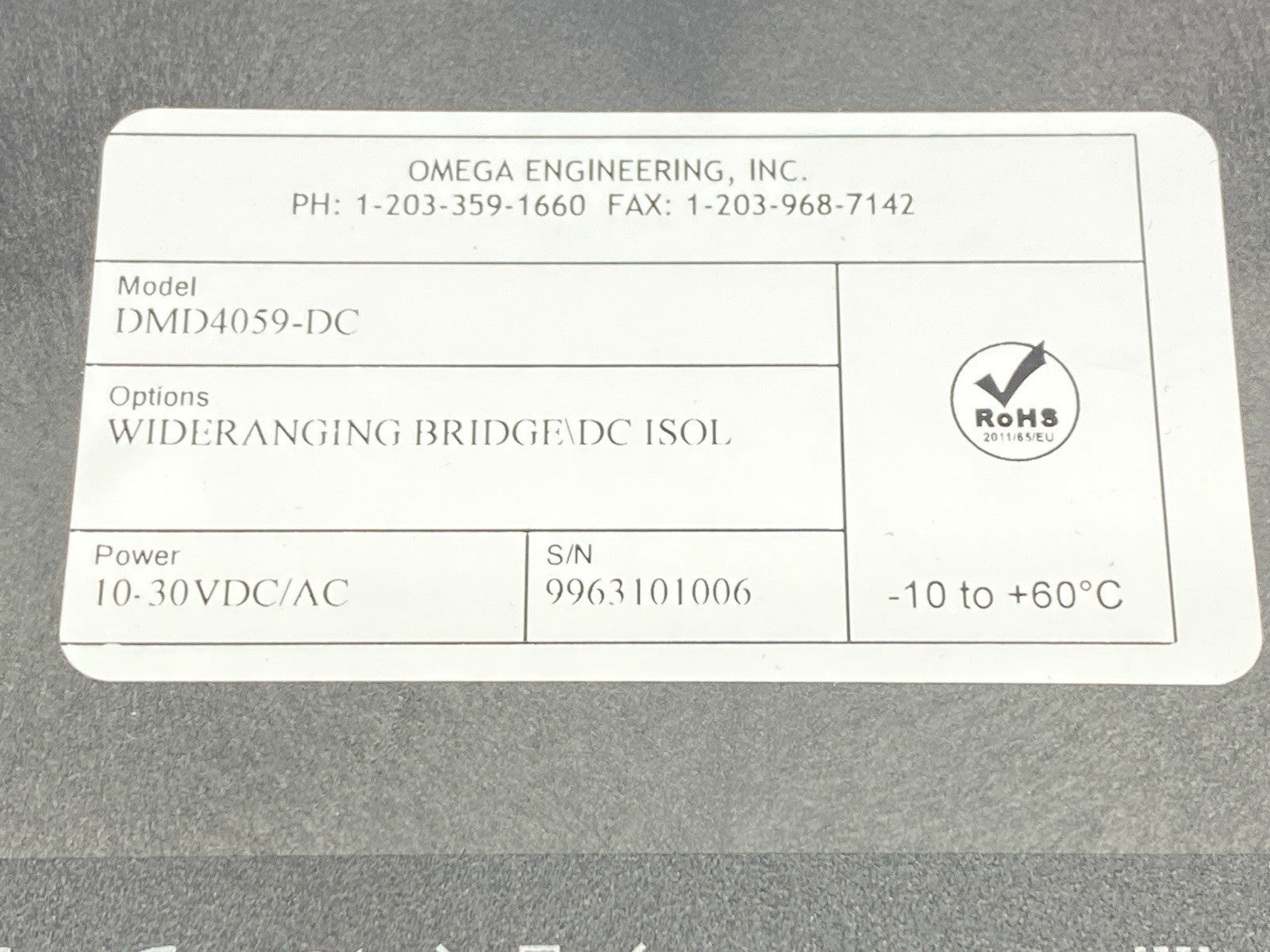 DMD4059-DC | Omega Strain Gauge To DC Isolated Transmitter 10-30V - New – Open box - Maverick Industrial Sales