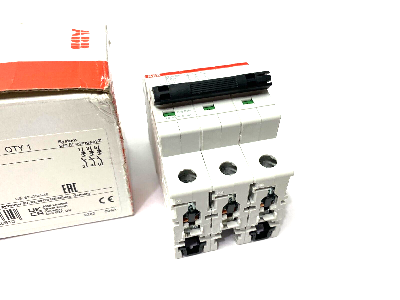 ABB 2CDS273334R0378 proM compact System Circuit Breaker 3-Pole ST203M-Z6 - Maverick Industrial Sales