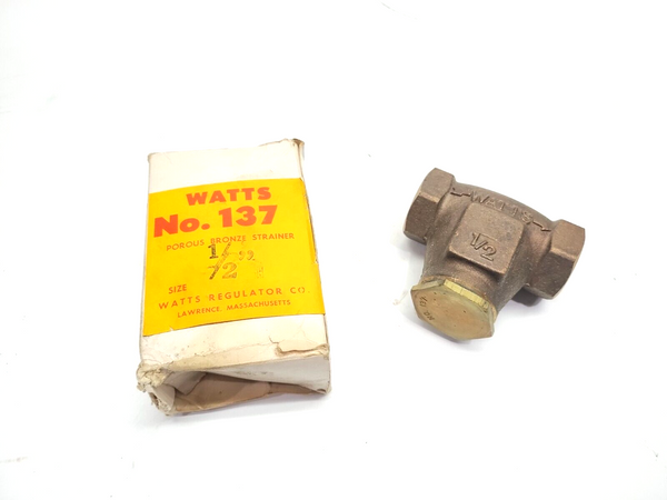 Watts 137-04 In-Line Porous Bronze Strainer/Filter, 90 Micron Element, 1/2" - Maverick Industrial Sales