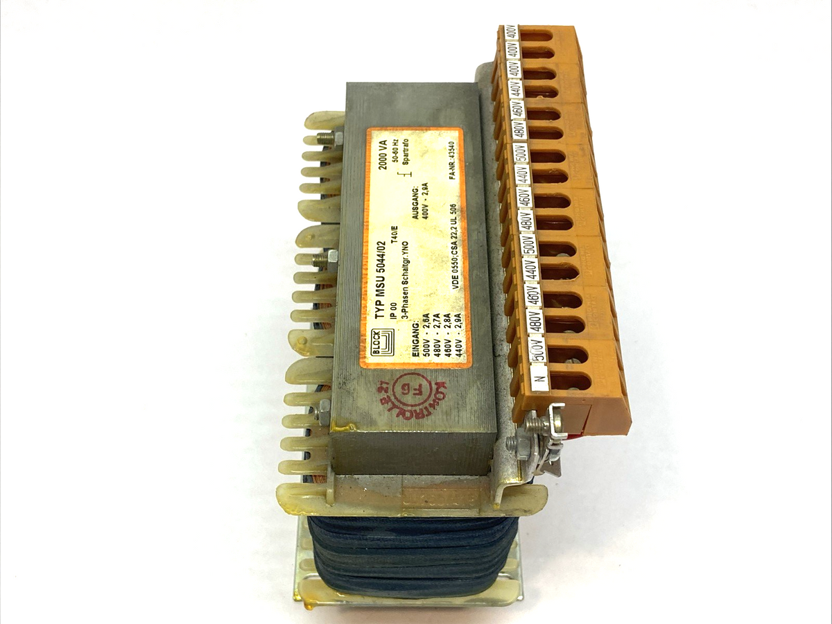 BLOCK MSU 5044/02 Auto Transformer 408VA 500V to 230V 50/60Hz - Maverick Industrial Sales