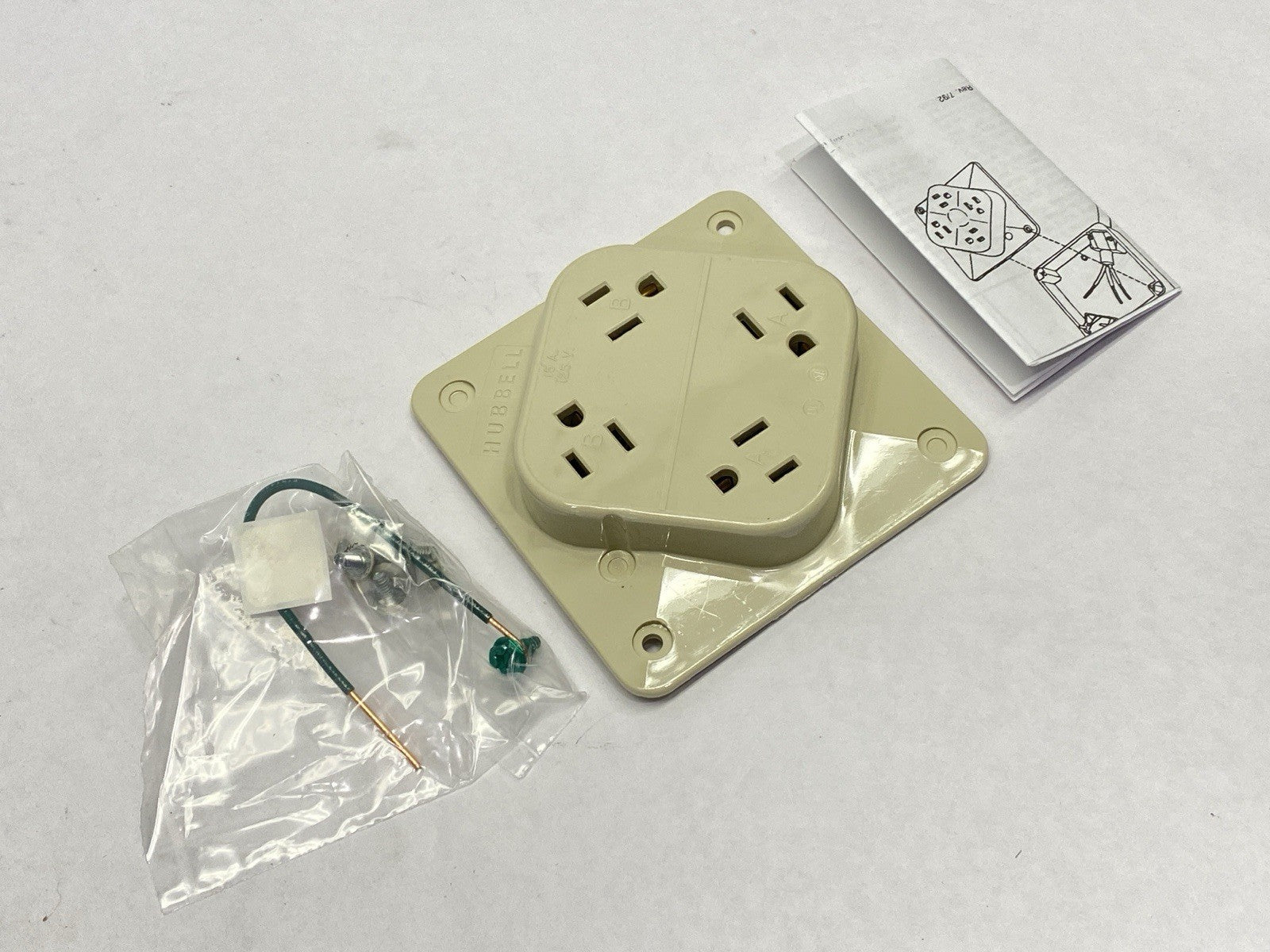 HBL415I | Hubbell HBL 4-Plex Receptacle Ivory 2-Pole 15A 125V - New – Open box - Maverick Industrial Sales