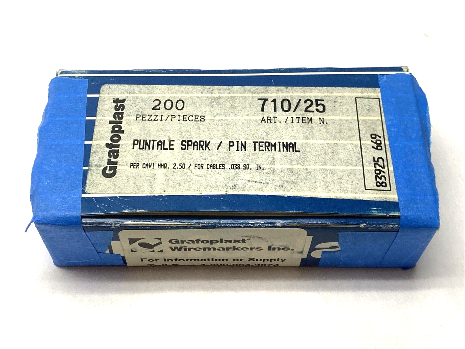 Grafoplast 710/25 12mm Spark Crimp-On Pins for Cable Marker 2.5mm BOX OF 185 - Maverick Industrial Sales