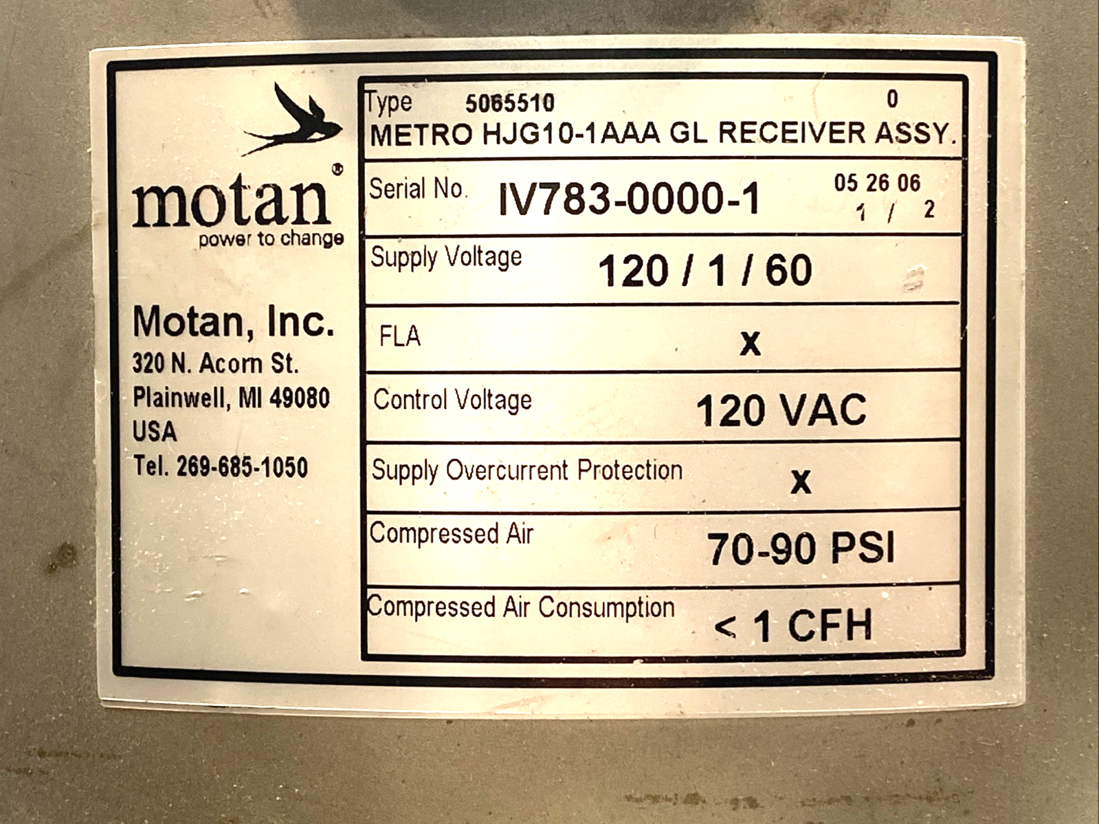 Motan HJG10-1AAA GL Metro Vacuum Receiver Assembly 120V 70-90 PSI 5065510 - Maverick Industrial Sales