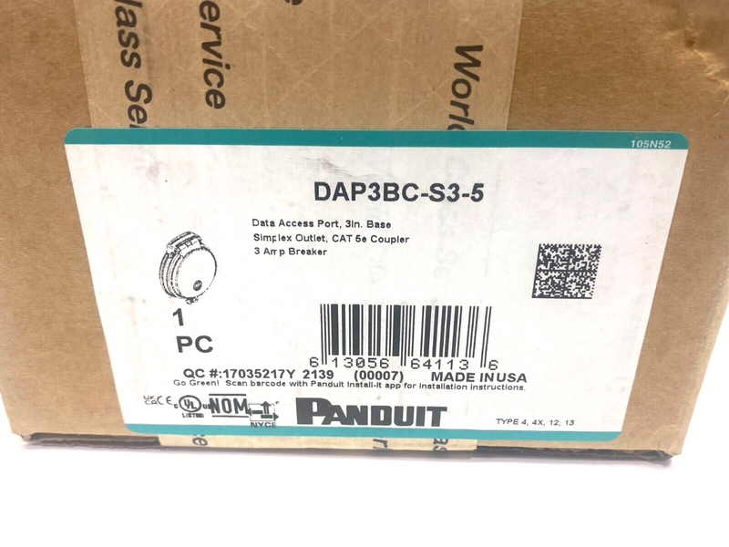 Panduit DAP3BC-S3-5 Data Access Port 3" Base Simplex Outlet CAT 5e Coupler - Maverick Industrial Sales