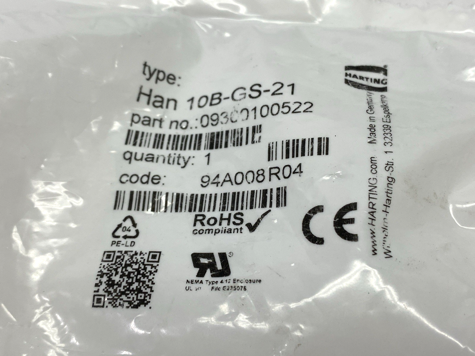 Harting 0900100522 Heavy Duty Connector Hood Side Entry Han 10B-GS-21 - Maverick Industrial Sales