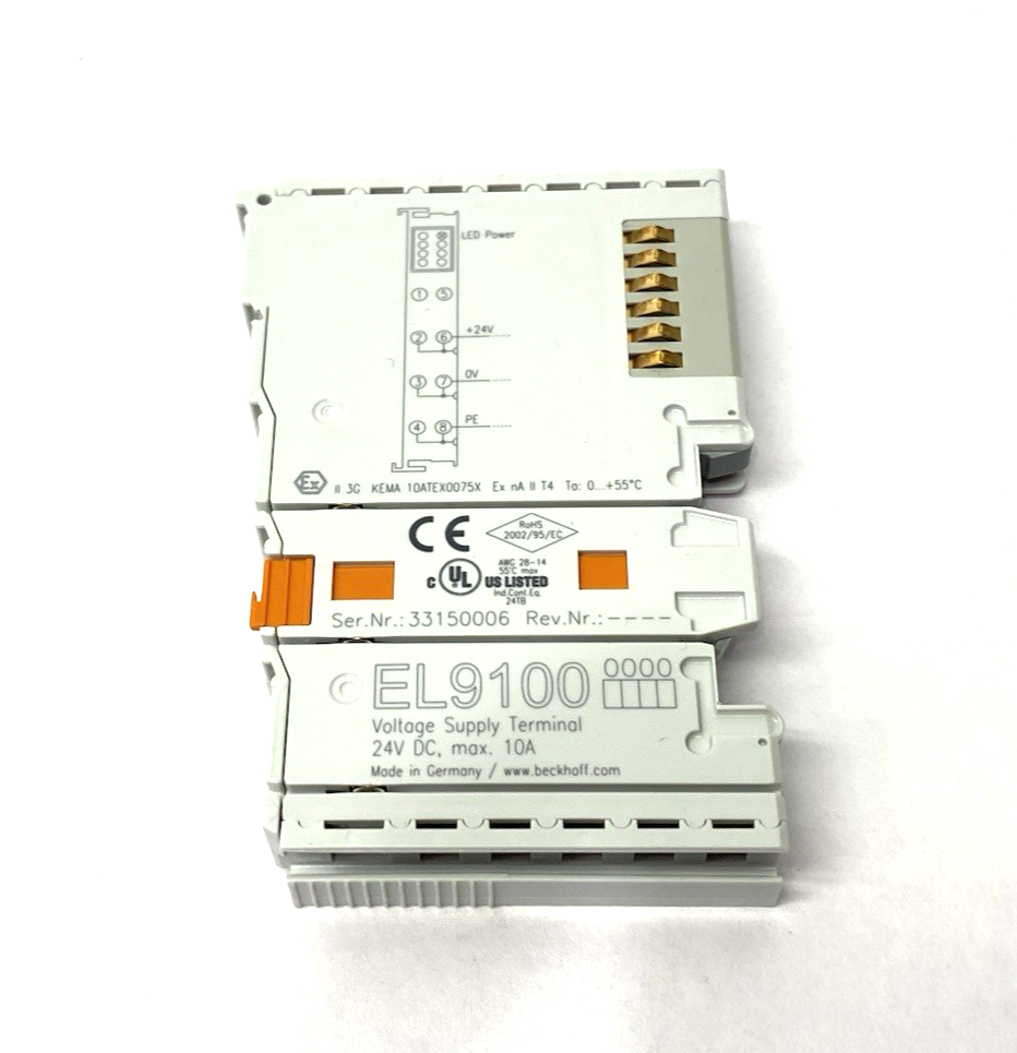 Beckhoff EL9100 Potential Supply/Voltage Supply Terminal Module, 24VDC, 10A - Maverick Industrial Sales