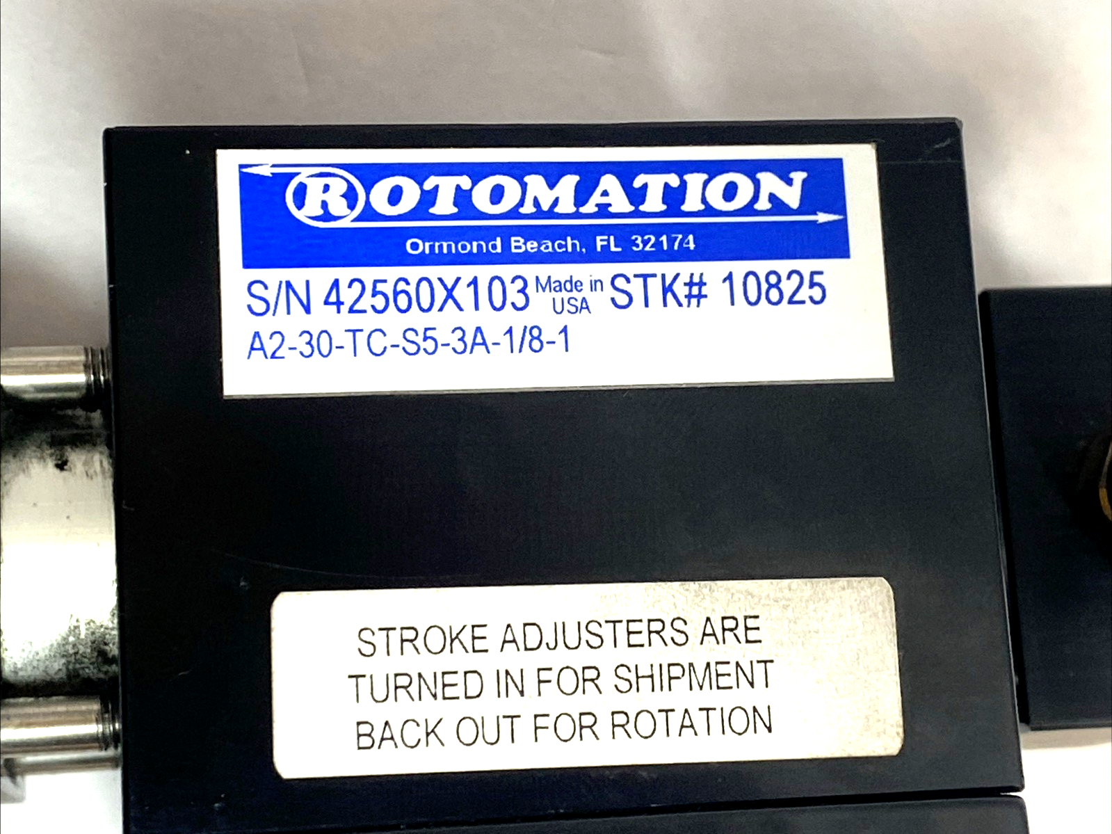 A2-30-TC-S5-3A-1/8-1 | Rotomation Rotary Actuator 1" Bore 30° Single Rack 1/8" NPT - Used - Maverick Industrial Sales