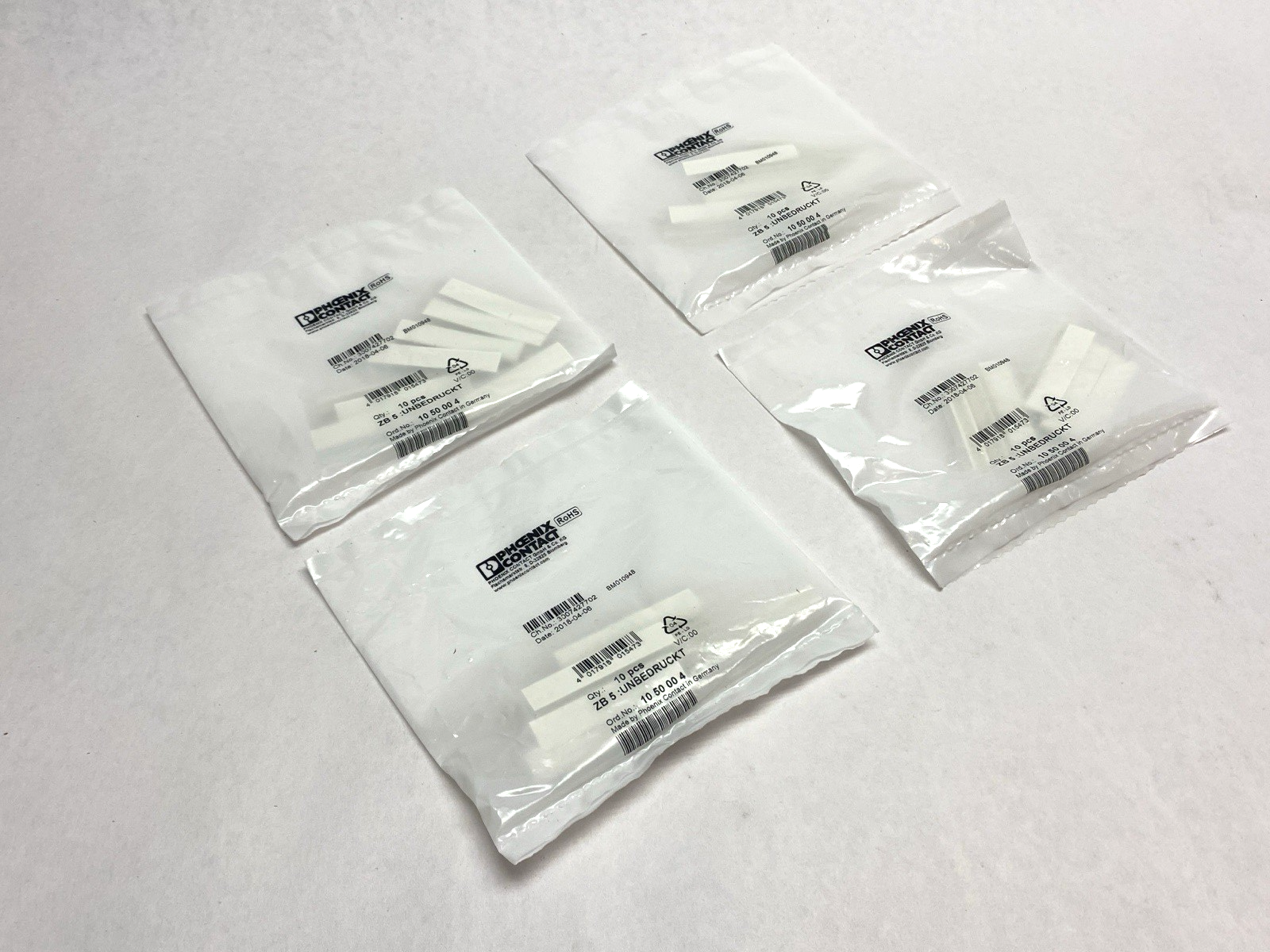 Phoenix Contact ZB 5 :UNBEDRUCKT Terminal Block Marker Strip 1050004 LOT OF 40 - Maverick Industrial Sales