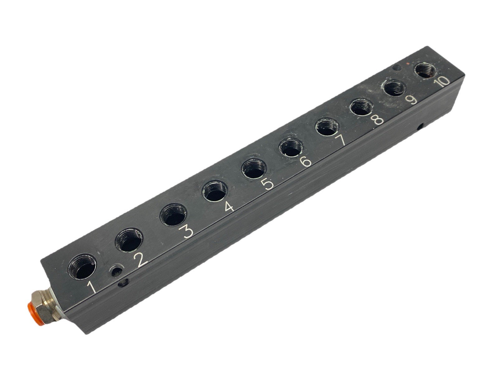 PCM20-250-10B | Polyconn Pneumatic Manifold 10x 1/4" NPT Out 3/8"NPT IN - Used - Maverick Industrial Sales