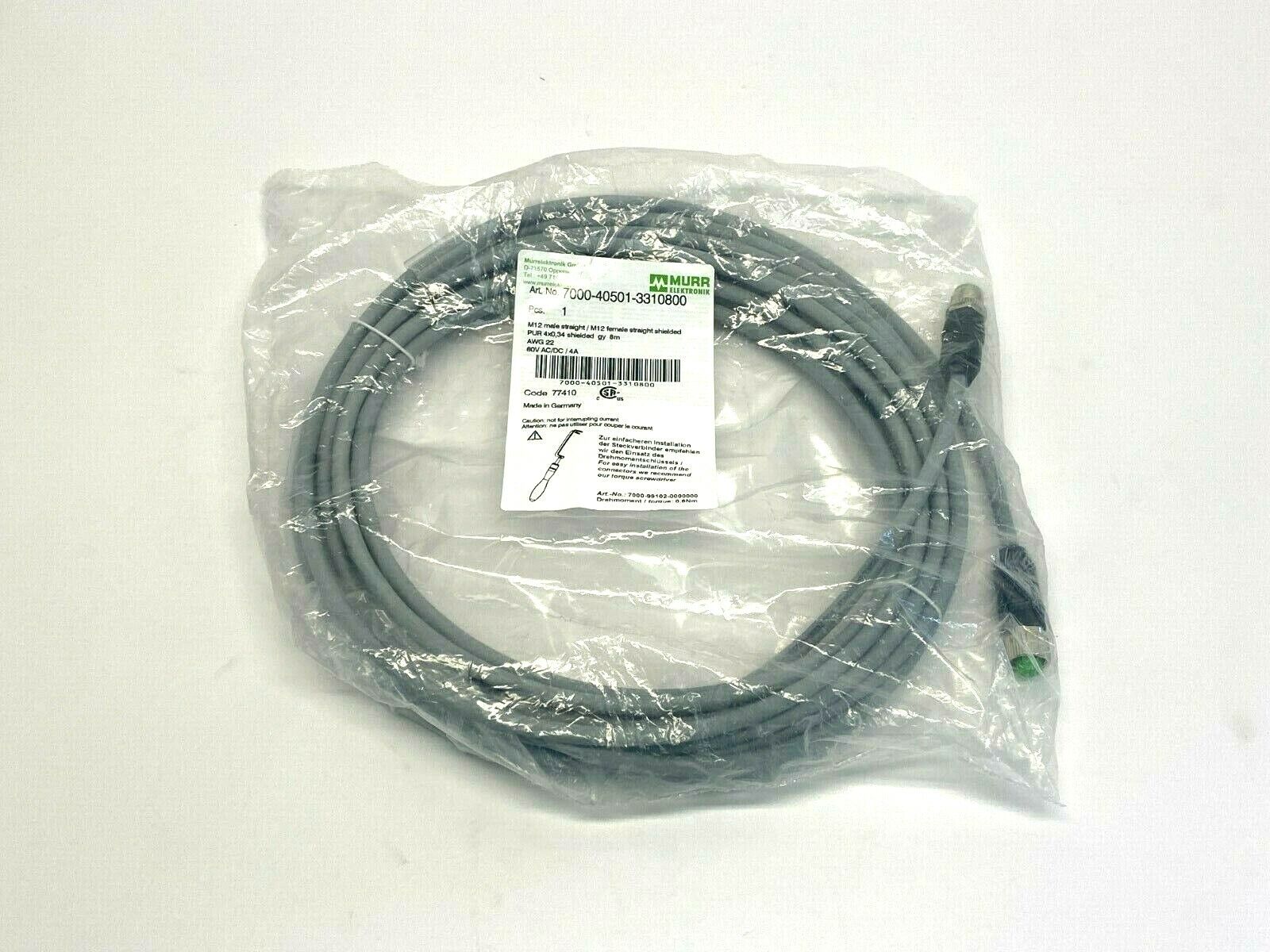 Murr Elektronik 7000-40501-3310800 Connection Cable M12 Male/ Female 8m Length - Maverick Industrial Sales