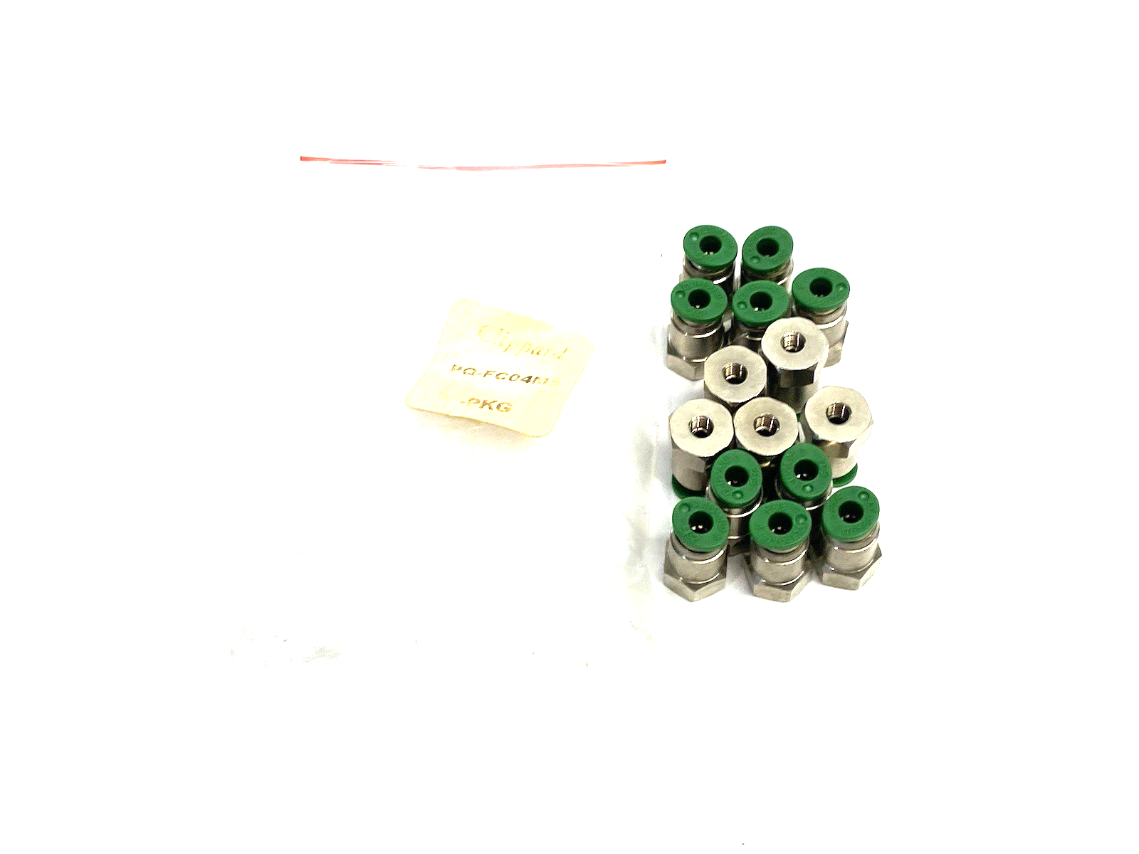 PQ-FC04M5-PKG | Clippard Quick-Push Fitting 4mm OD Tube M5 Female Thread LOT OF 15 - New – Open box - Maverick Industrial Sales