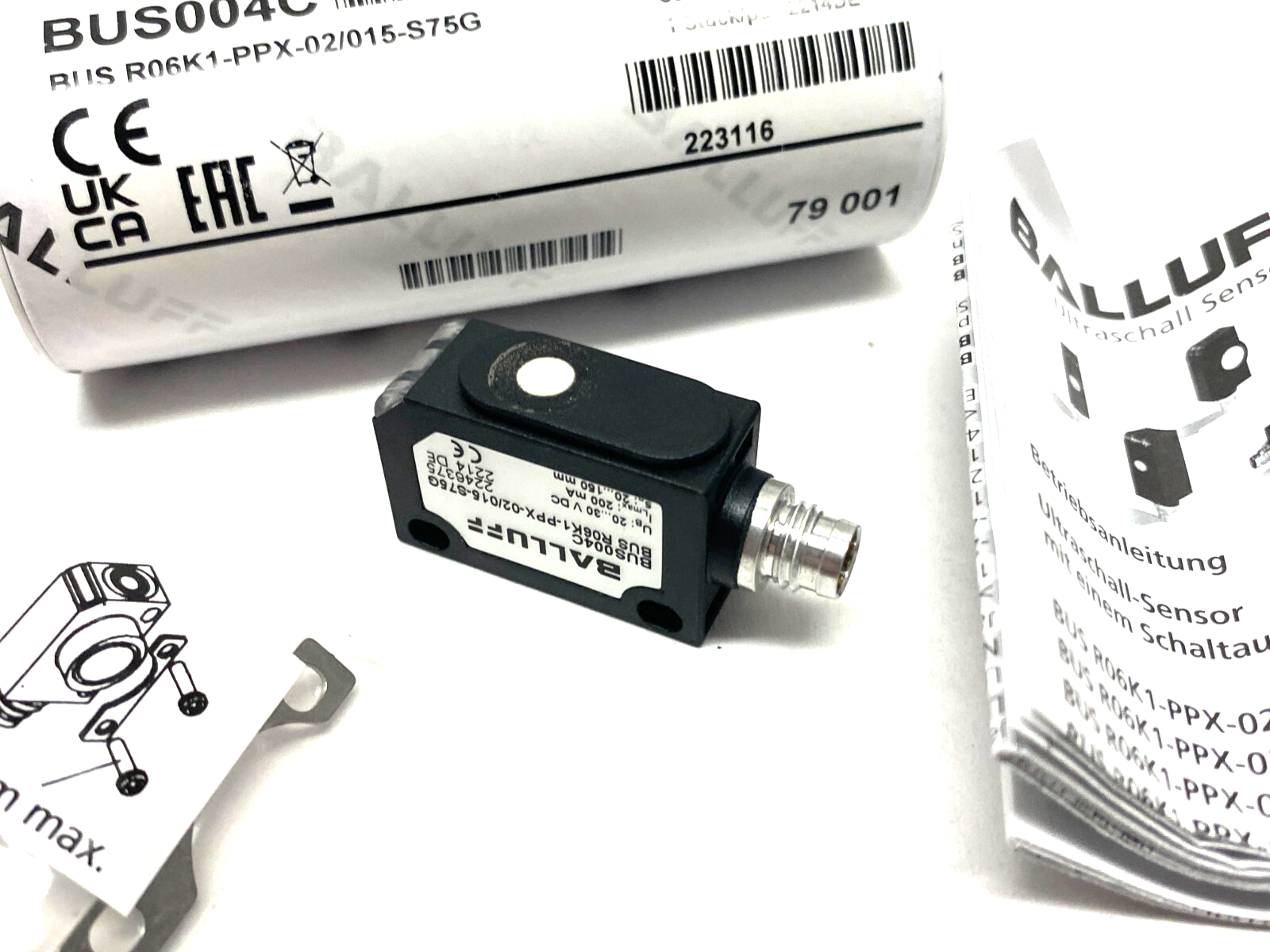 Balluff BUS004C Ultrasonic Sensor Male M8 4-Pin, BUS R06K1-PPX-02/015-S75G - Maverick Industrial Sales