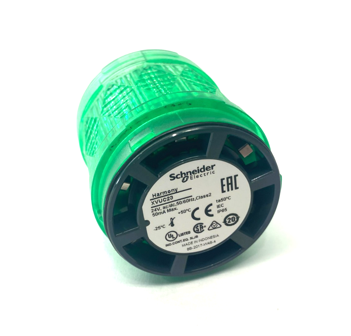 Schneider Electric XVUC23 Harmony Stack Light Element Green, 24VAC/DC - Used - Maverick Industrial Sales