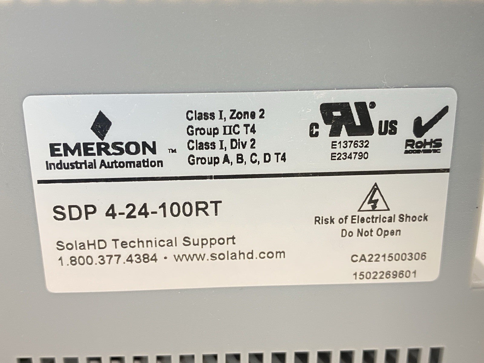 SDP 4-24-100RT | Emerson Sola HD Power Supply 4.2A 24VDC - Used - Maverick Industrial Sales
