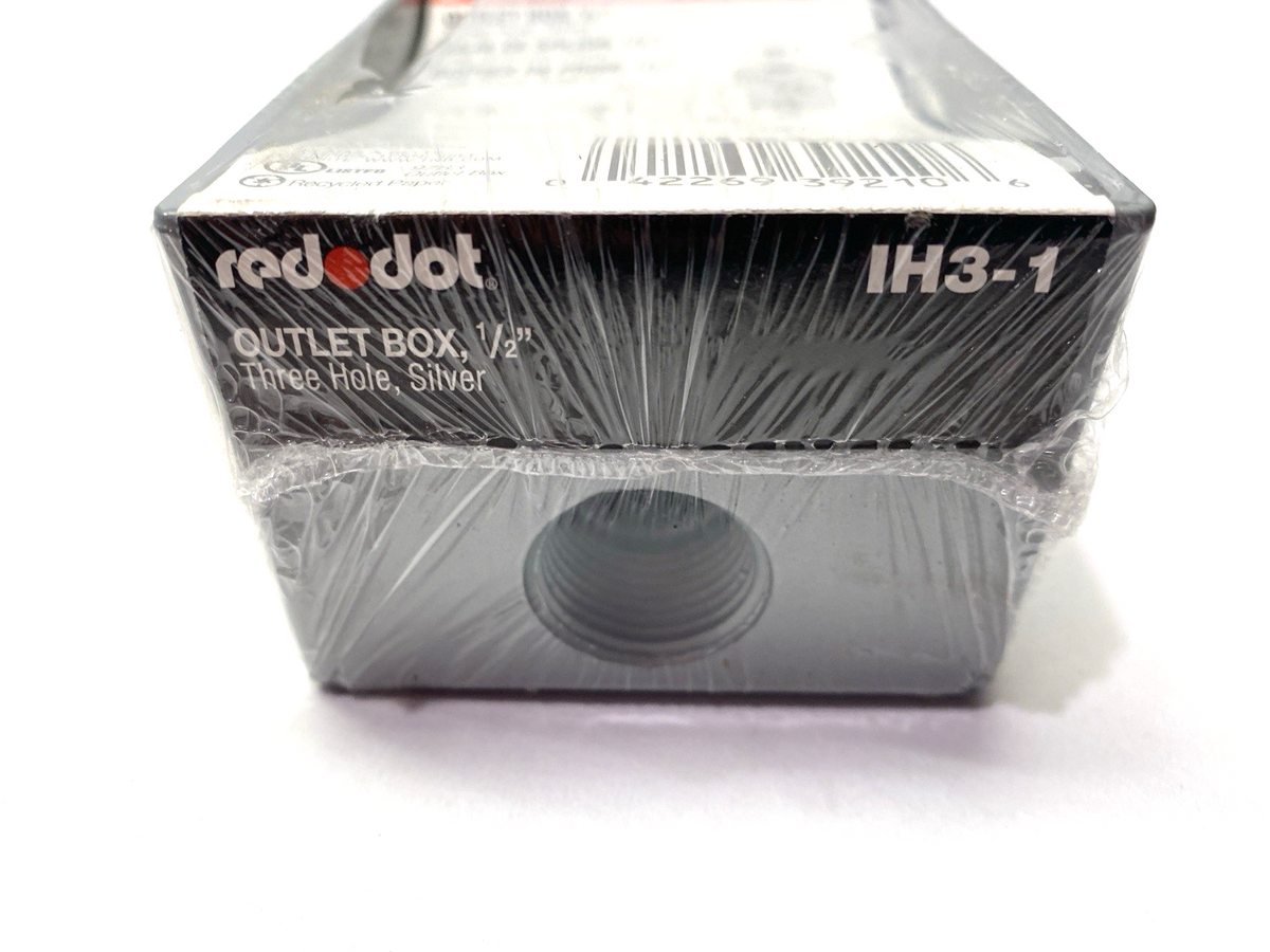 Red Dot IH3-1 Weatherproof Box 1/2", Three Hole, Silver, Aluminum, LOT OF 2 - Maverick Industrial Sales