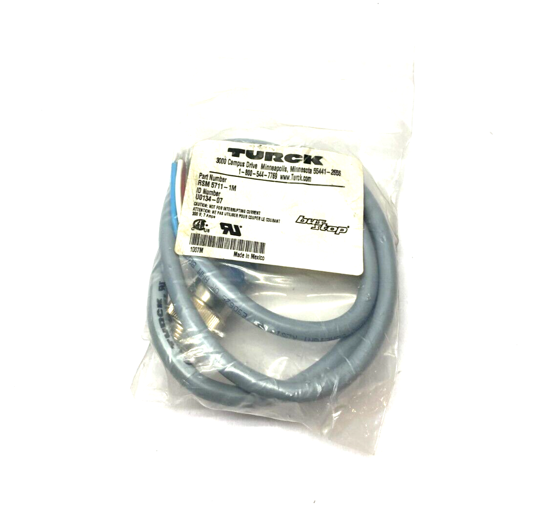 Turck RSM 5711-1M BusStop Single Ended Cordset Male 7/8"-16 UN U0134-07 - Maverick Industrial Sales