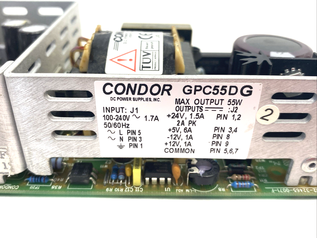Condor GPC55DG Chassis Mount Power Supply 55W +5/+24/+12/-12V - Maverick Industrial Sales