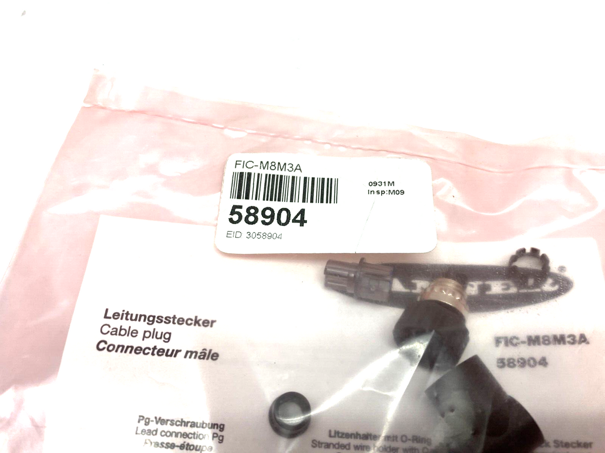 FIC-M8M3A,58904 | Banner FIC-M8M3A Field Wireable Connector Right Angle Male 3-Pin 58904 - New - Maverick Industrial Sales