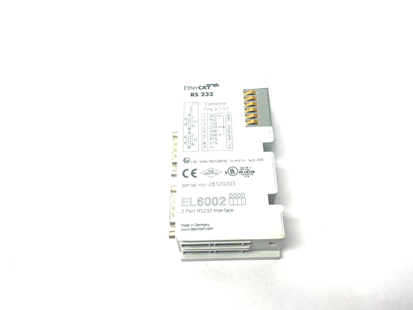 Beckhoff EL6002 EtherCAT 2-Port RS232 Interface Module - Maverick Industrial Sales