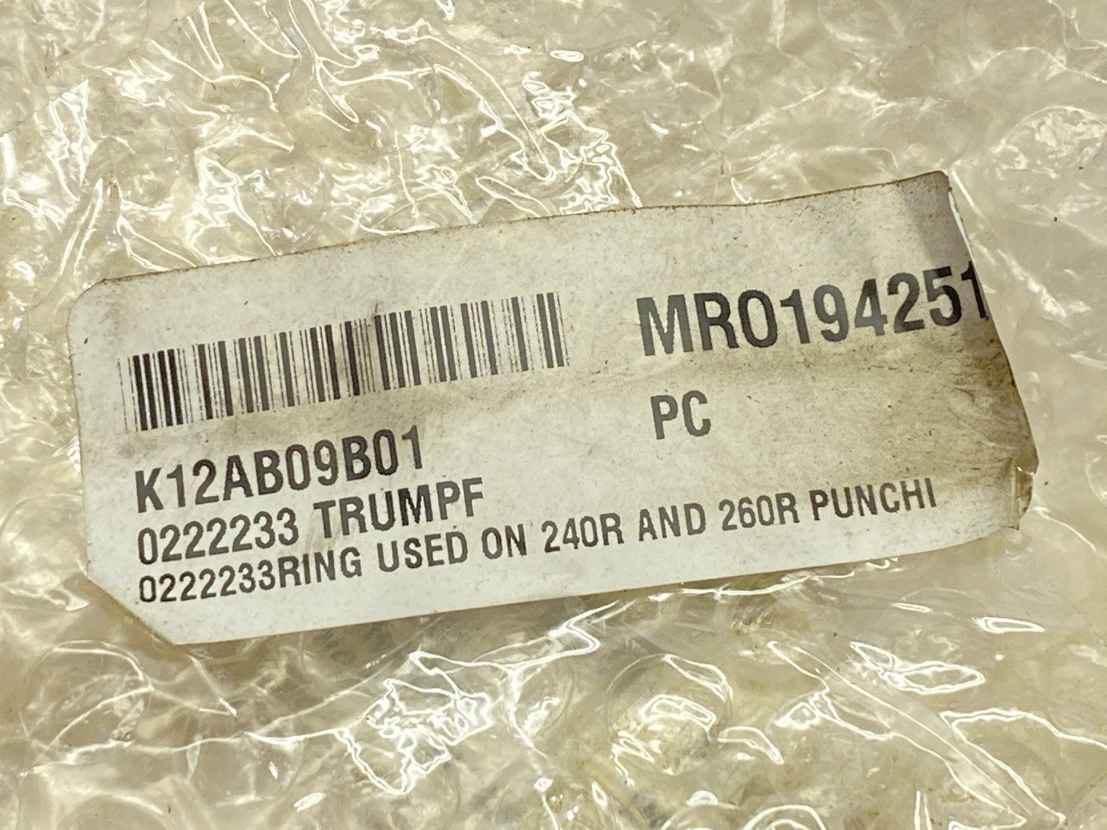 Trumpf 0222233 Ring Used On 240R and 260R Punch - Maverick Industrial Sales