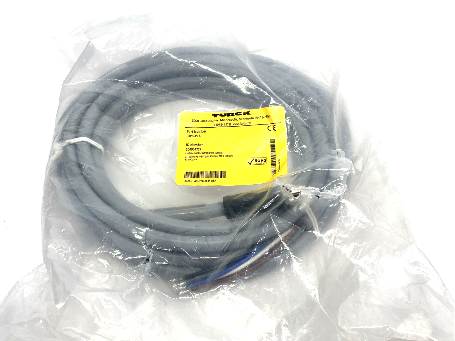 Turck RKP56PL-5 Power Cordset Connection Cable 5m 200004727 - Maverick Industrial Sales
