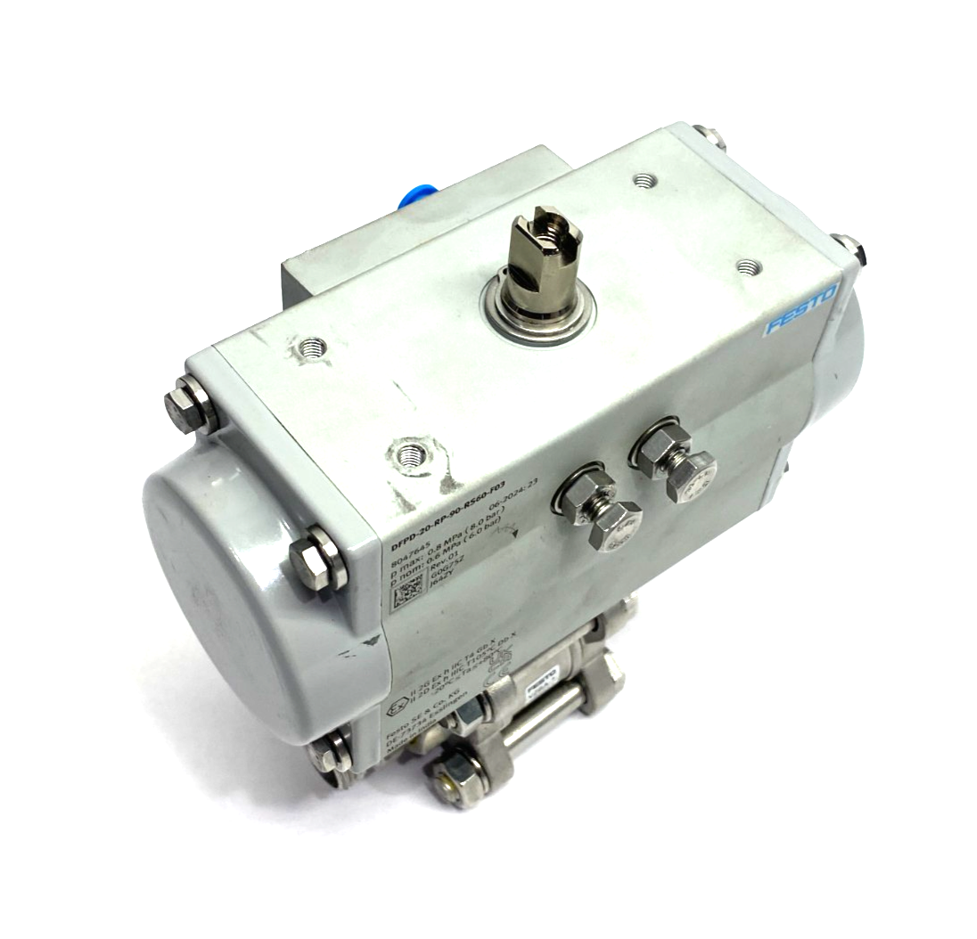Festo DFPD-20-RP-90-RS60-F03 Quarter Turn Actuator 8047645 w/ 1686632 Ball Valve - Maverick Industrial Sales