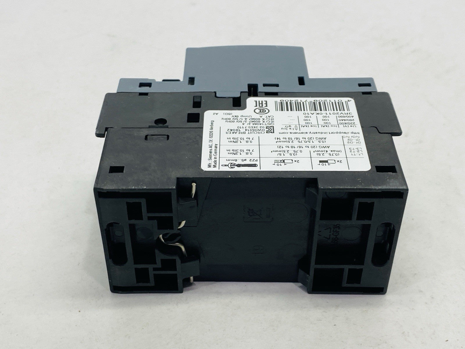 Siemens 3RV2011-0KA10 Circuit Breaker Class 10 0.9-1.25A 3-Pole - Maverick Industrial Sales