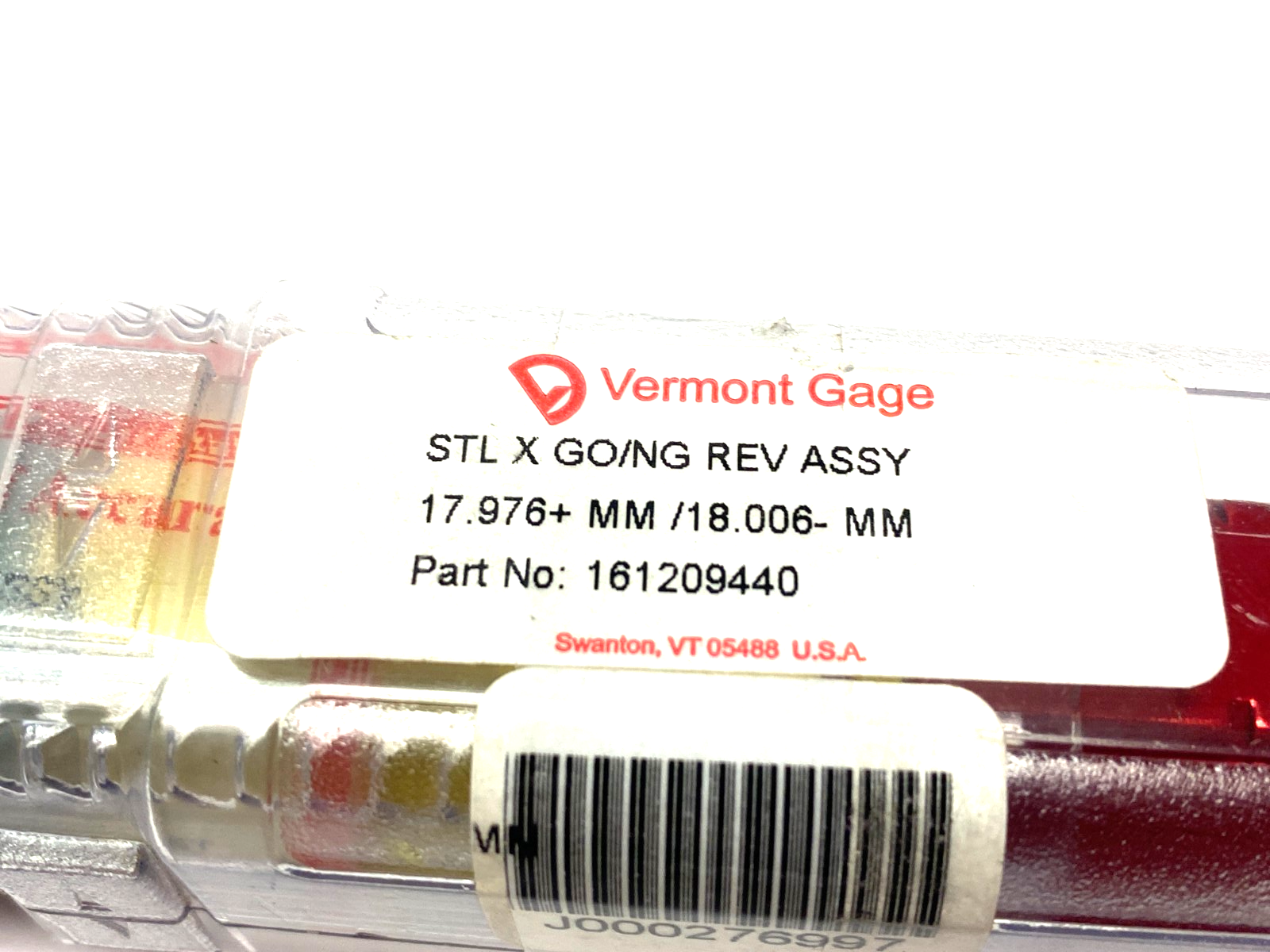161209440 | Vermont Gage STL X GO/NOGO Rev. Gauge Assembly 17.976+mm/18.006-mm - New - Maverick Industrial Sales