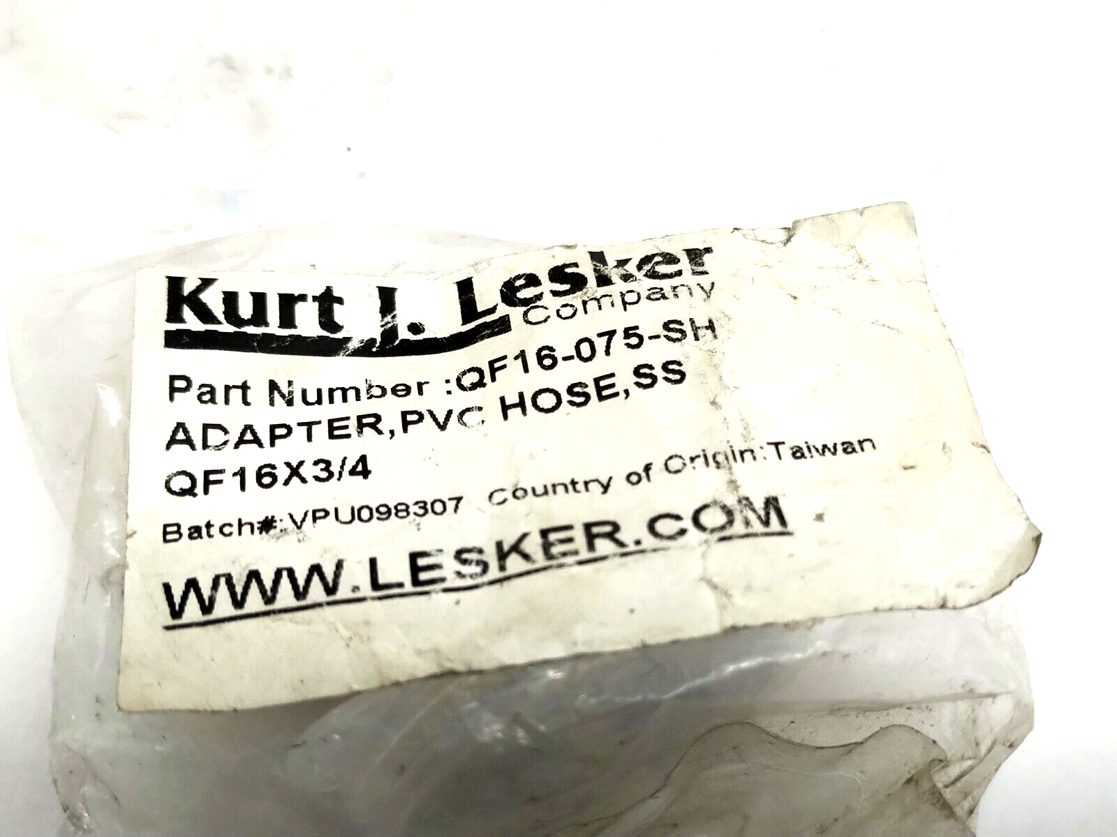 Kurt J. Lesker QF16-075-SH Stainless Steel Vacuum Adapter 3/4" Tube OD, KF16 - Maverick Industrial Sales