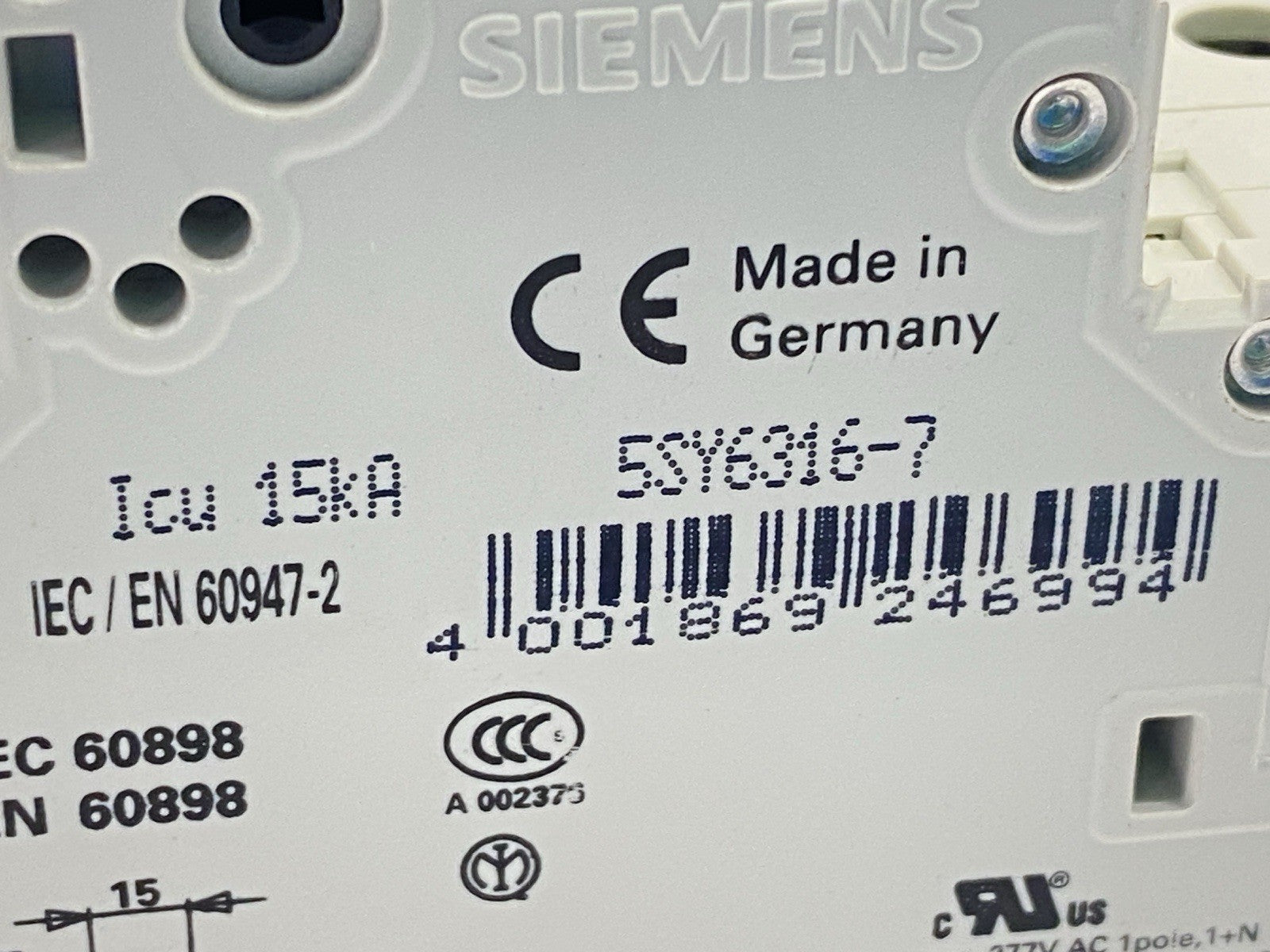 Siemens 5SY6316-7 MCB C16 Circuit Breaker 3-Pole 16A 400V - Maverick Industrial Sales