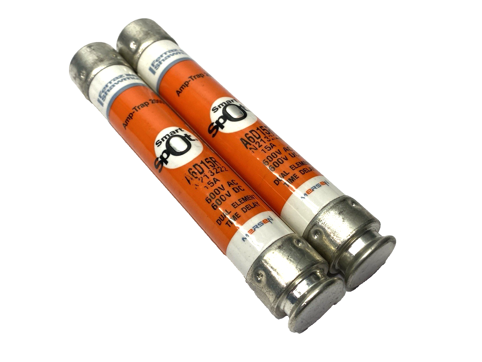 Mersen Ferraz Shawmut A6D15R Time-Delay Fuse Class RK1 600V 15A LOT OF 2 - Maverick Industrial Sales