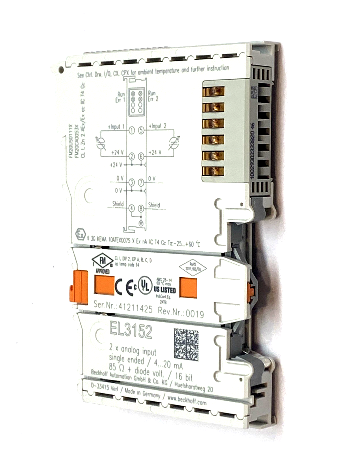 EL3152 | Beckhoff EtherCAT Terminal 2‑Ch Analog Input - Used - Maverick Industrial Sales
