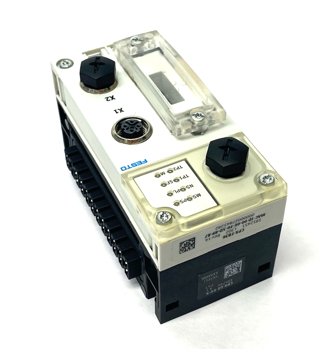 CPX-FB36 | Festo EtherNet/IP Modbus® TCP Node 1912451, CPX-GE-EV-S Interlink Block - Used - Maverick Industrial Sales