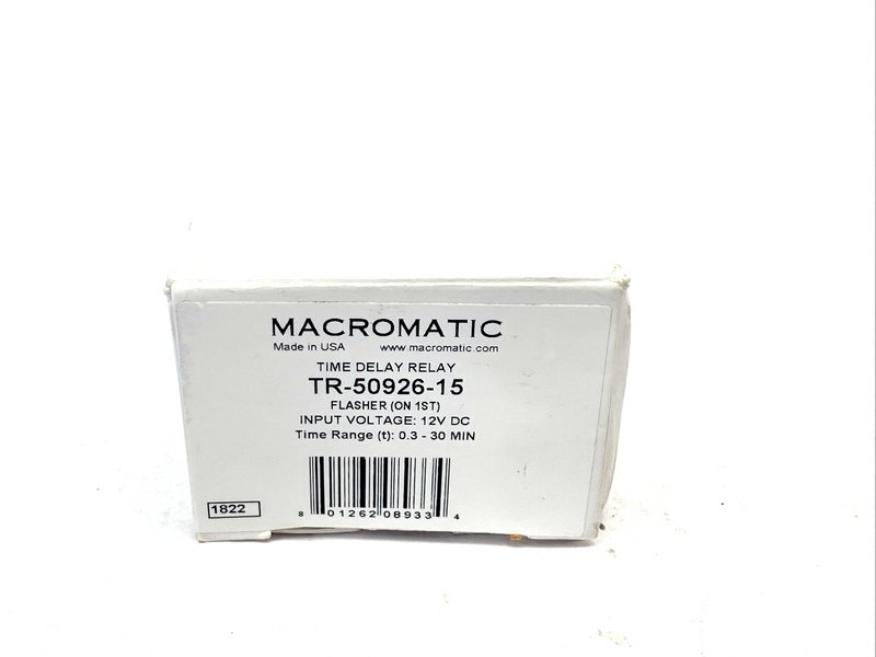 Macromatic TR-50926-15 Time Delay Relay 0.3 - 30min 12VDC 10A DPDT - Maverick Industrial Sales