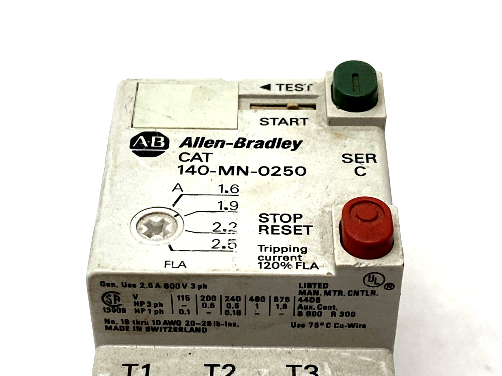 Allen Bradley 140-MN-0250 Ser. C Manual Starter - Maverick Industrial Sales