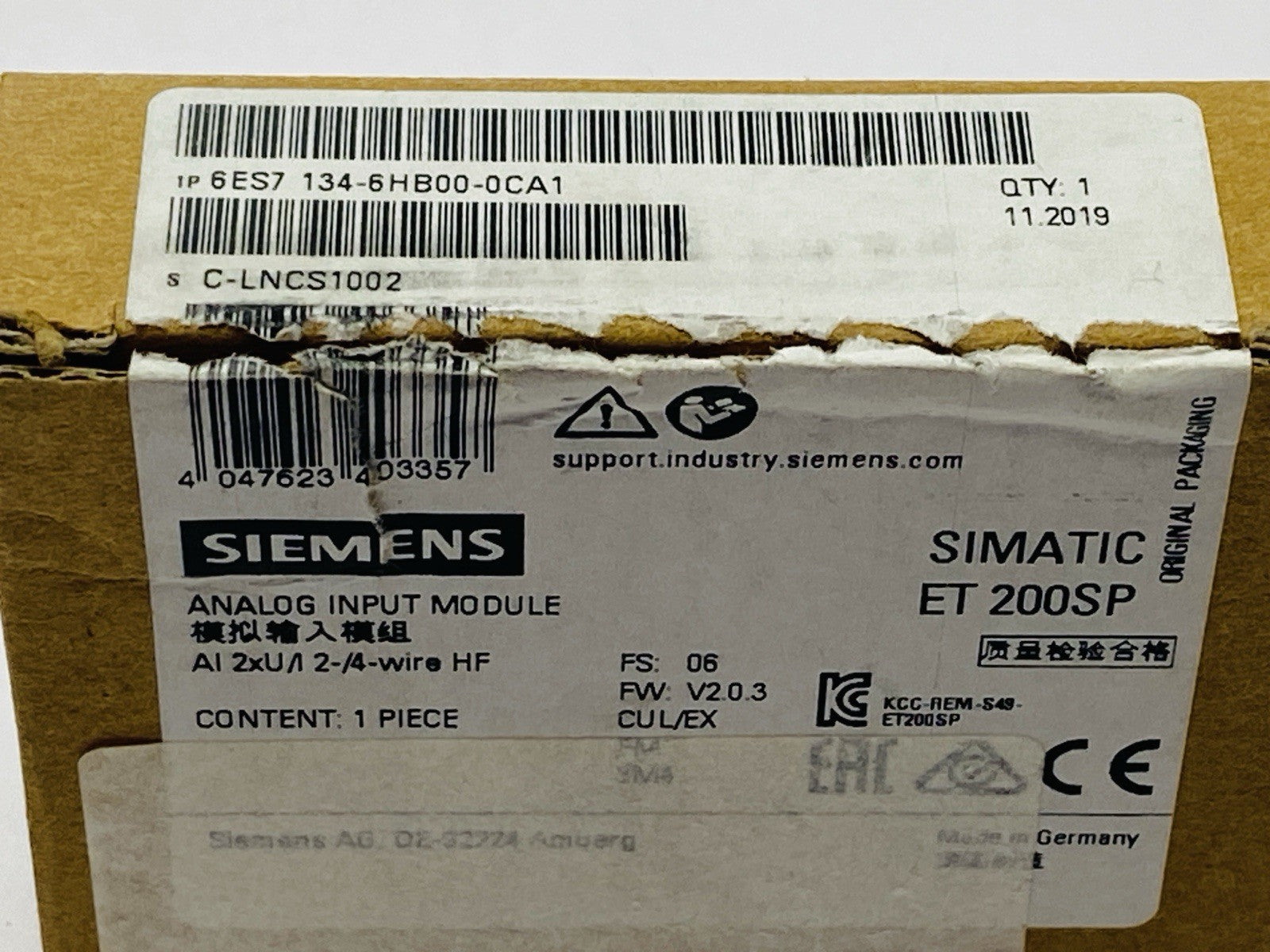 Siemens 6ES7134-6HB00-0CA1 SIMATIC ET 200SP Analog Input Module - Maverick Industrial Sales