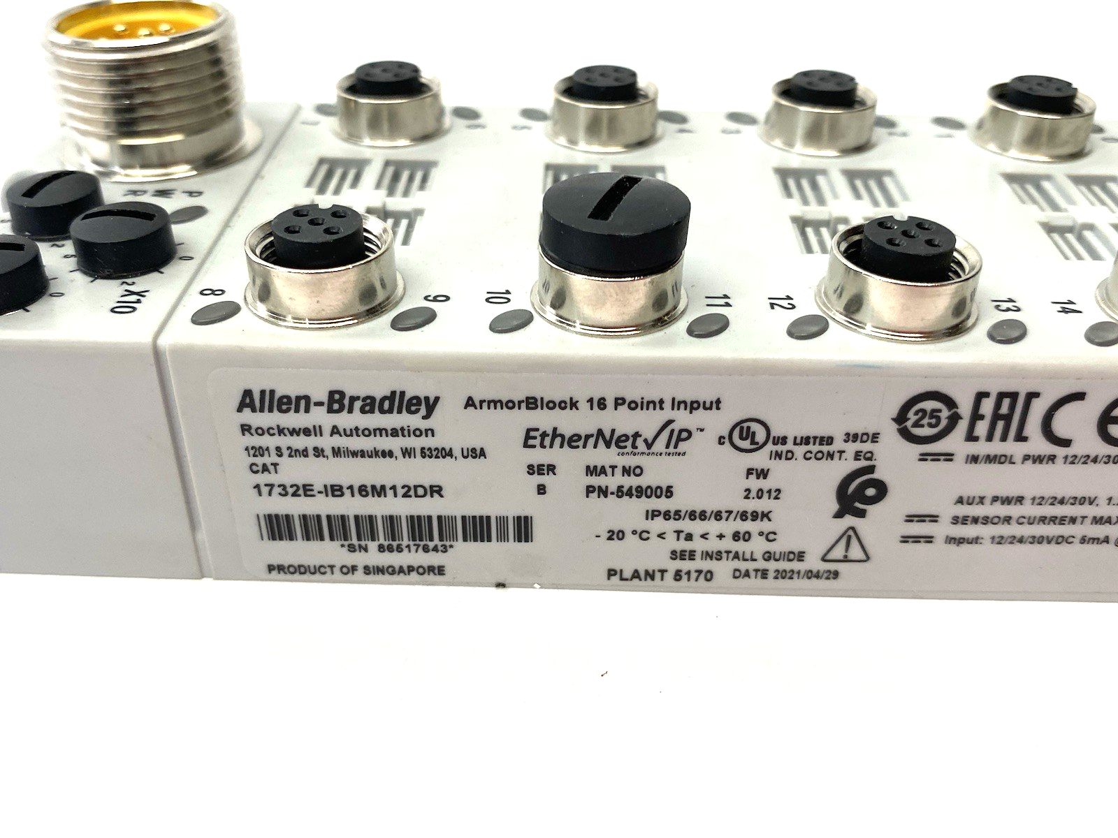 Allen Bradley 1732E-IB16M12DR Ser. B ArmorBlock 16-Point Input Module, EtherNet - Maverick Industrial Sales