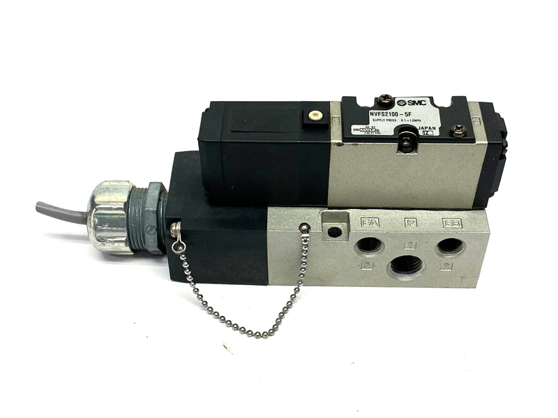 SMC NVFS2100-5F Manifold Mounted Solenoid Valve 5-Port 0.1~1.0MPa Set Press - Maverick Industrial Sales