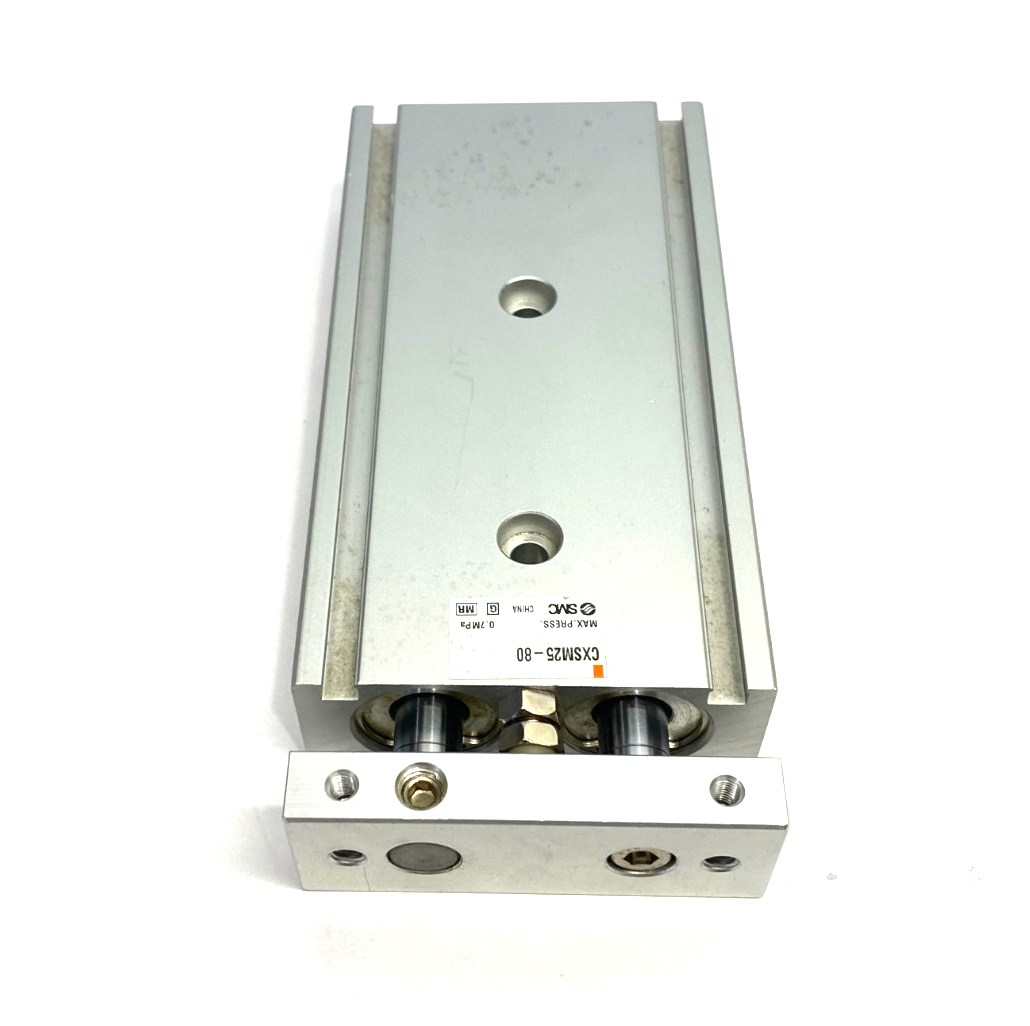 CXSM25-80 | SMC Dual-Rod Guided Slide Cylinder 25mm Bore, 80mm Stroke - New – Open box - Maverick Industrial Sales