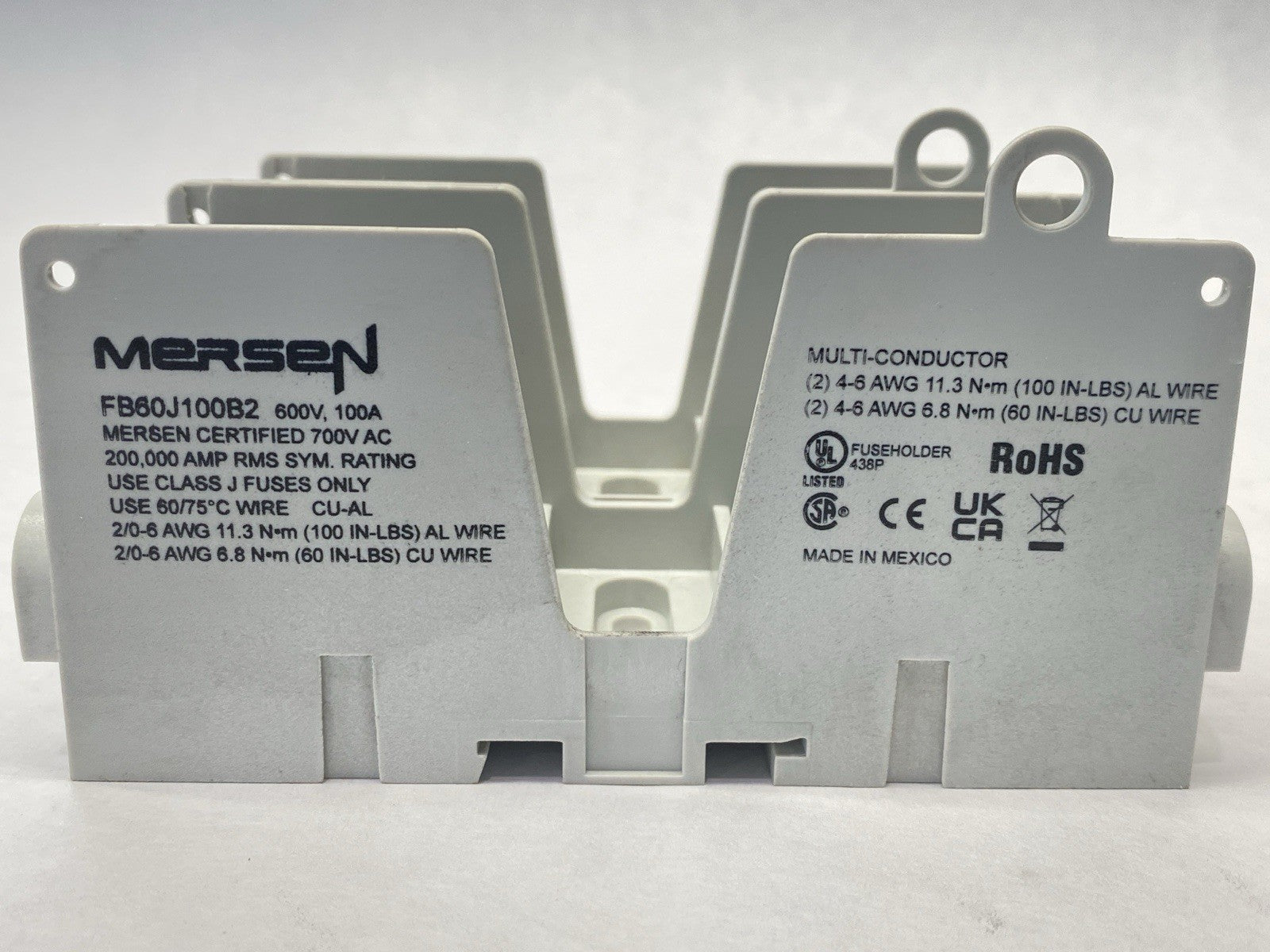 Mersen FB60J100B2 Fuse Block Class J 2P 100A 600V - Maverick Industrial Sales