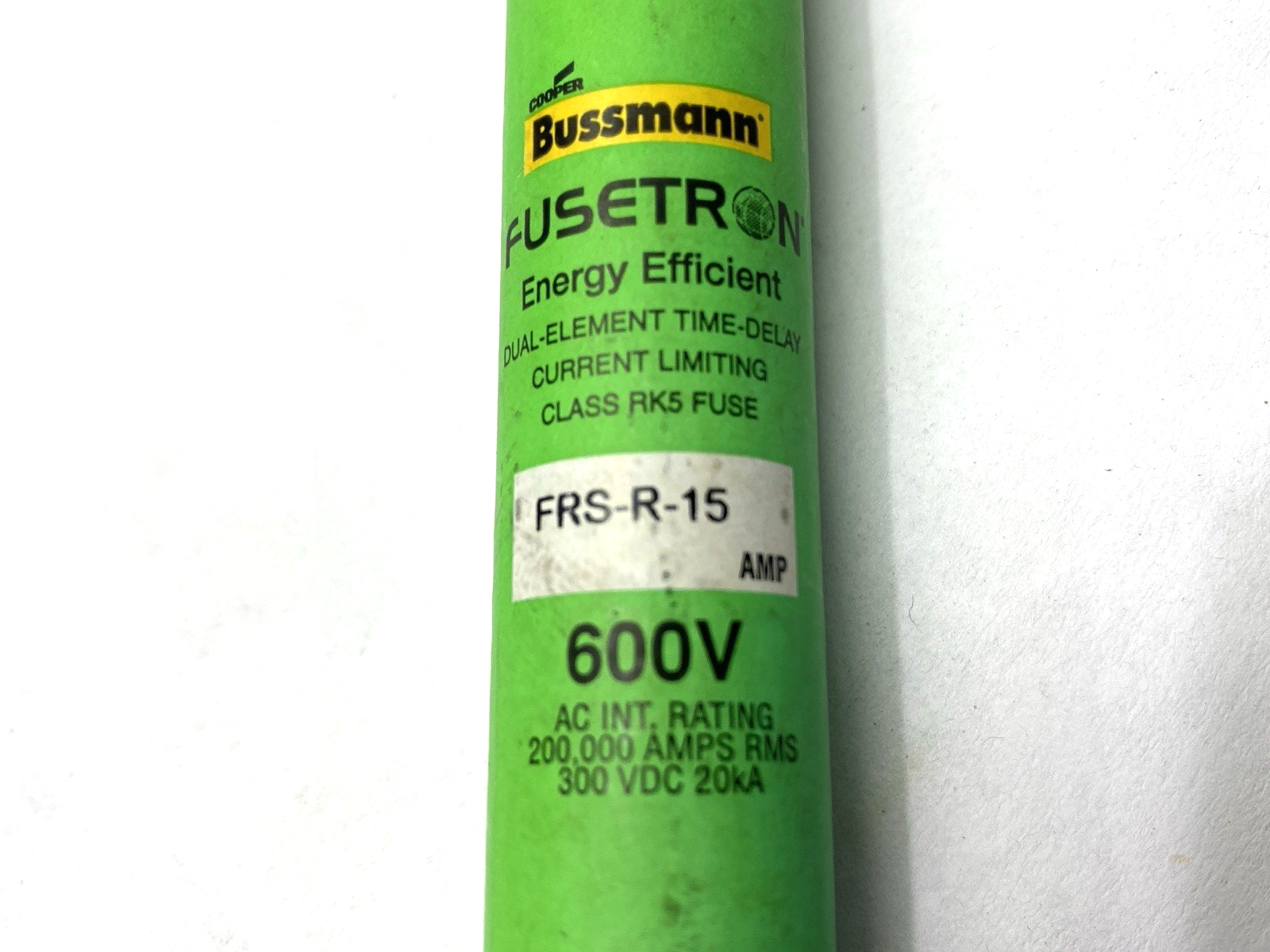 Cooper Bussmann Fusetron FRS-R-15 Time-Delay Fuse Class RK5 600V 15A SHELFWARE - Maverick Industrial Sales